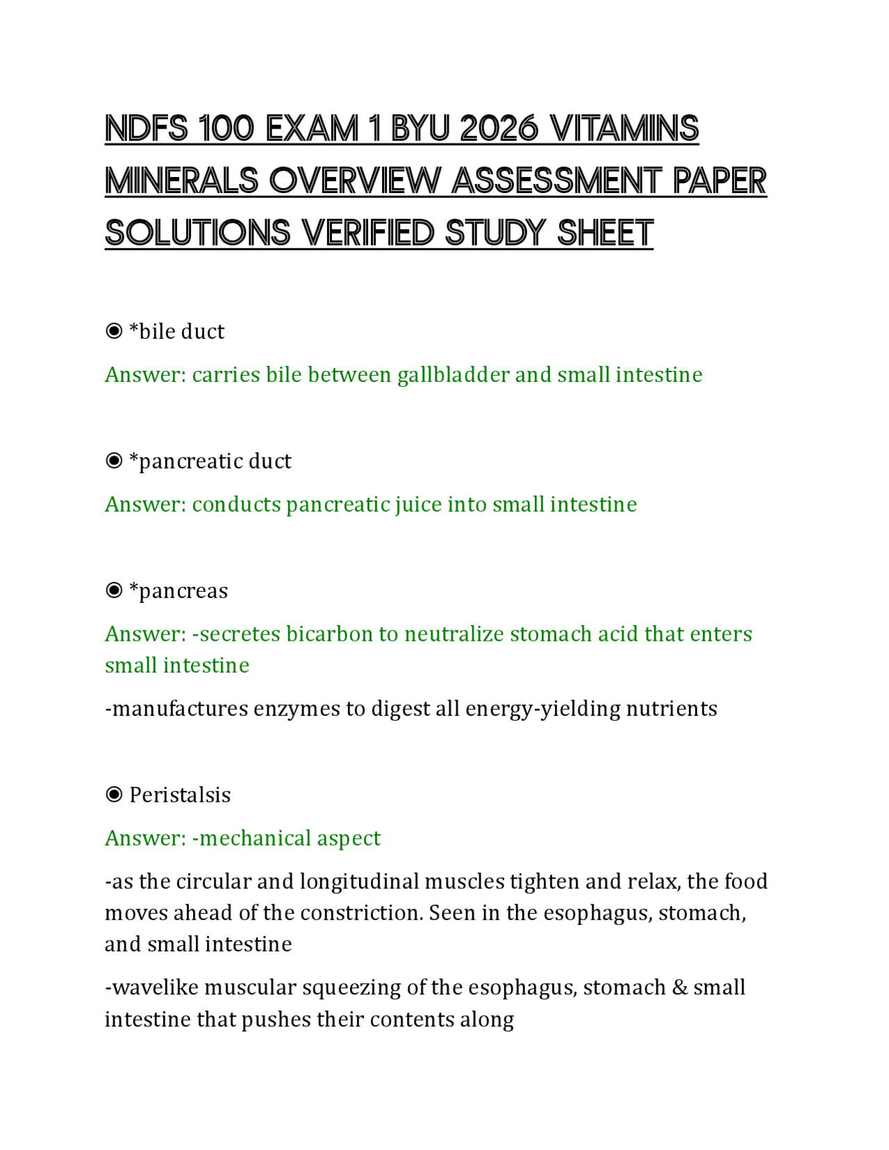 NDFS 100 EXAM 1 BYU 2026 VITAMINS MINERALS OVERVIEW ASSESSMENT PAPER ...