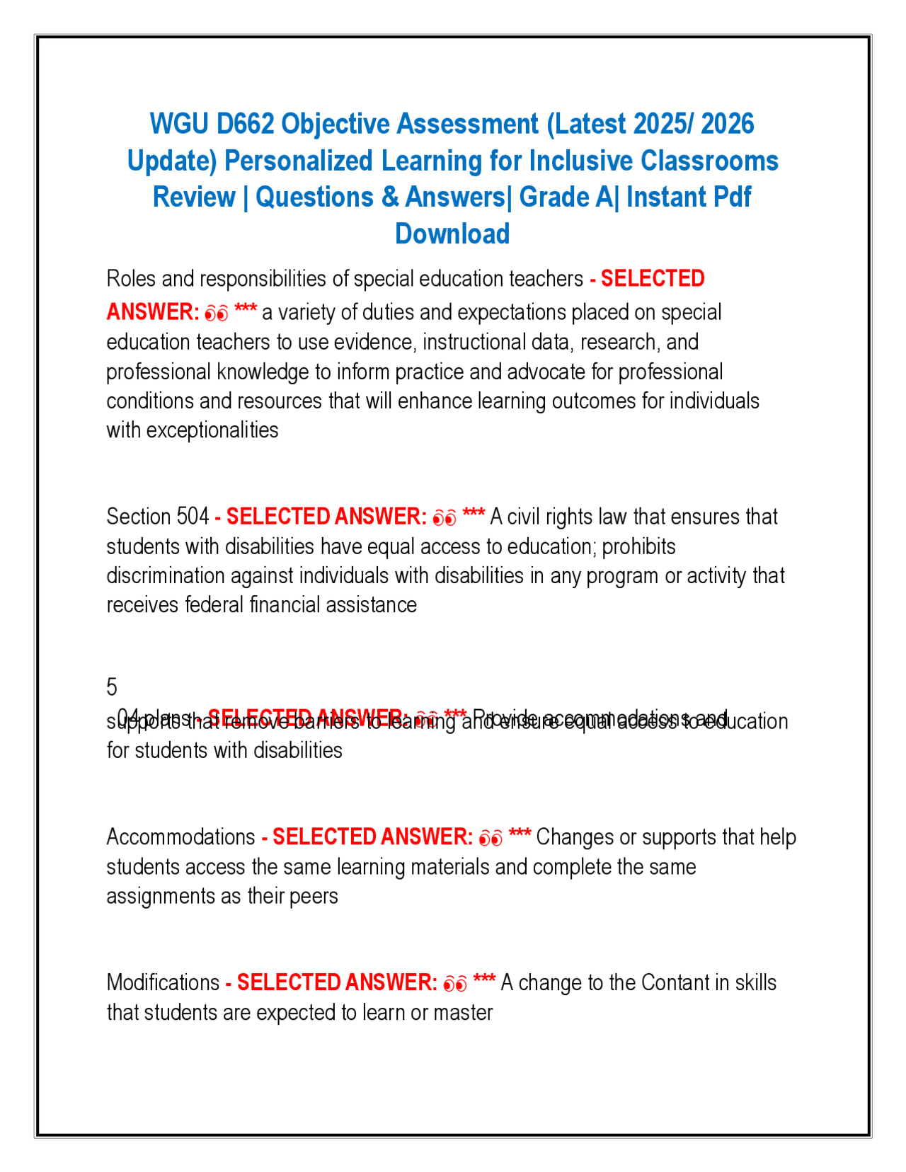 WGU D662 Objective Assessment (Latest 2025/ 2026 Update) Personalized ...