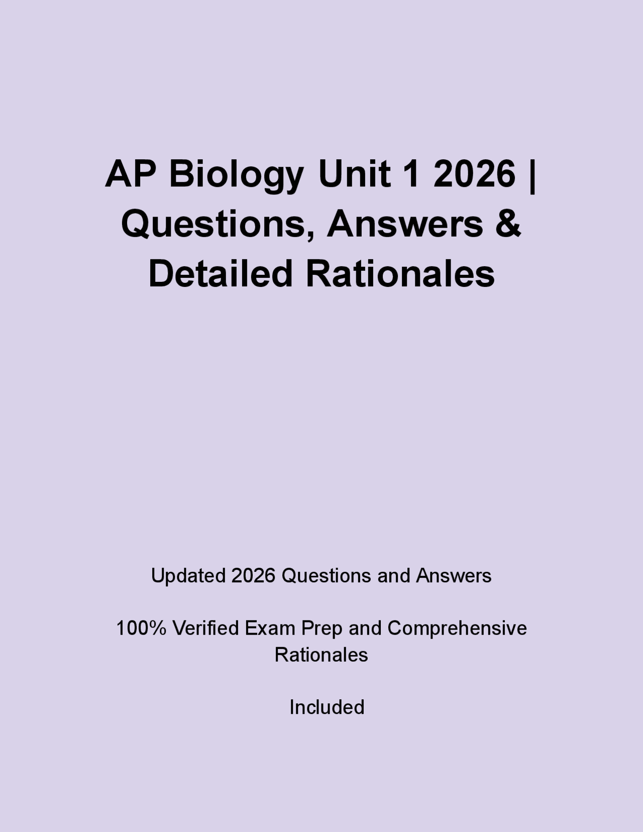 AP Biology Unit 1 2026 | Study Guide, Practice Questions, Answers ...