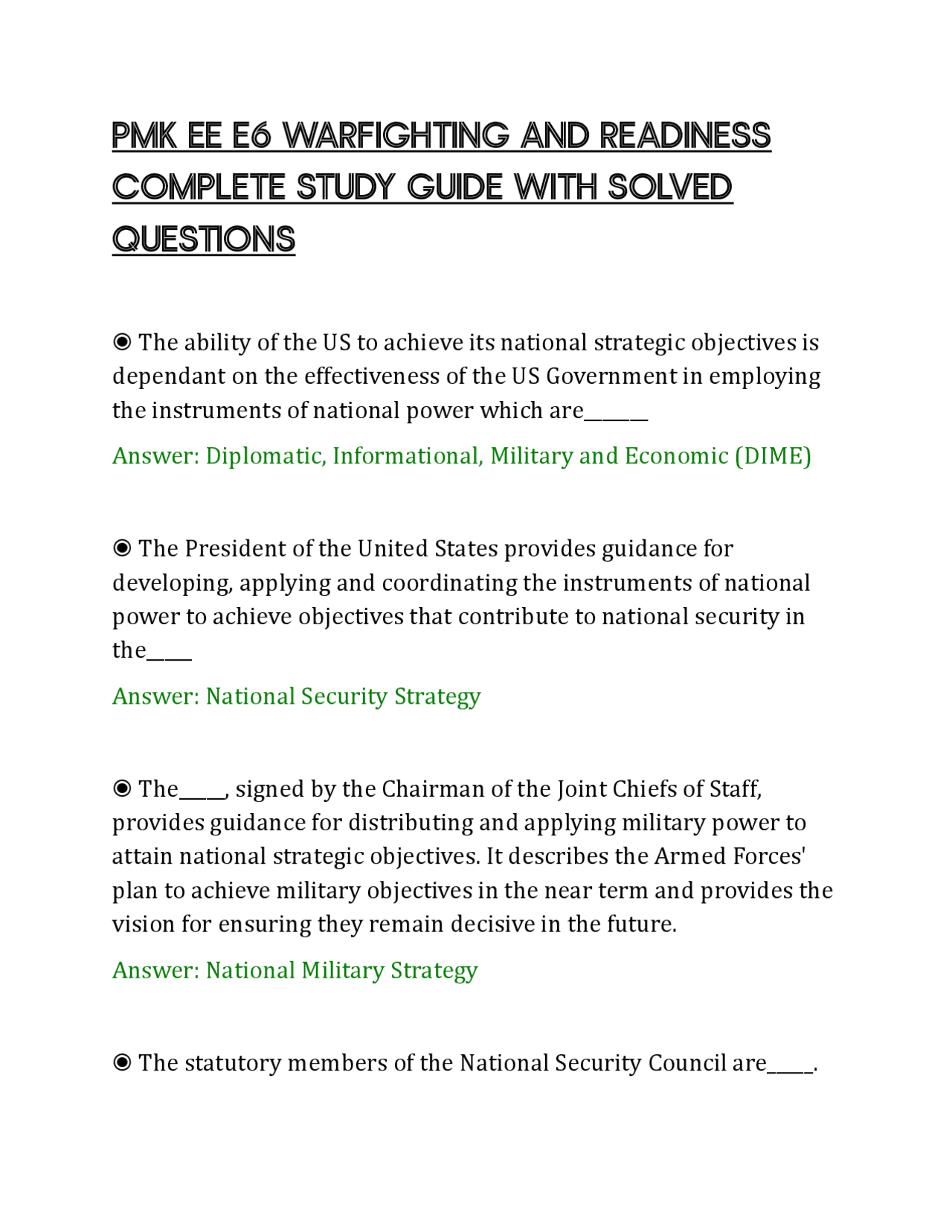 PMK EE E6 WARFIGHTING AND READINESS COMPLETE STUDY GUIDE WITH SOLVED ...