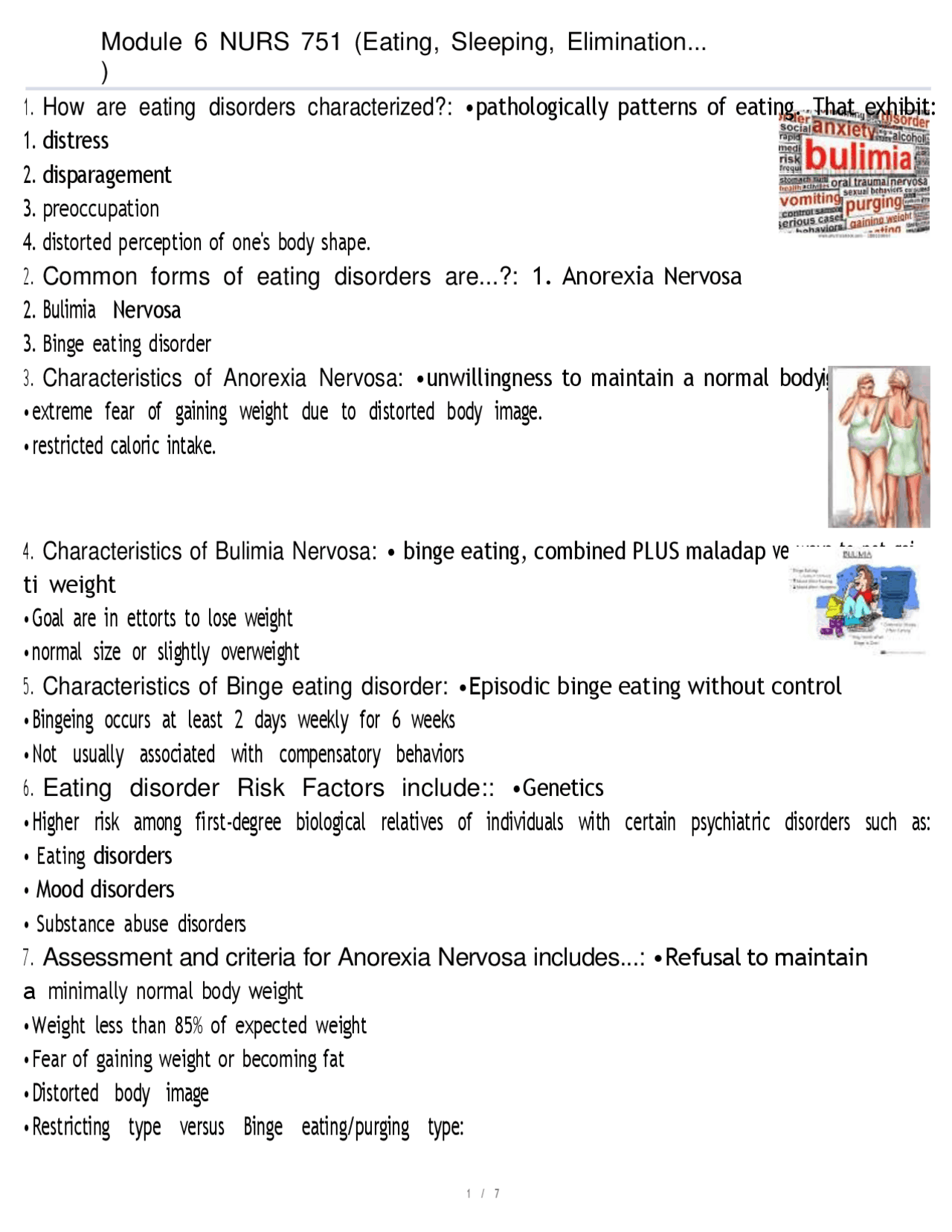 Selling Module Notes Module 6 NURS 751 – Eating, Sleeping, and Elimination | Neurobiology ...