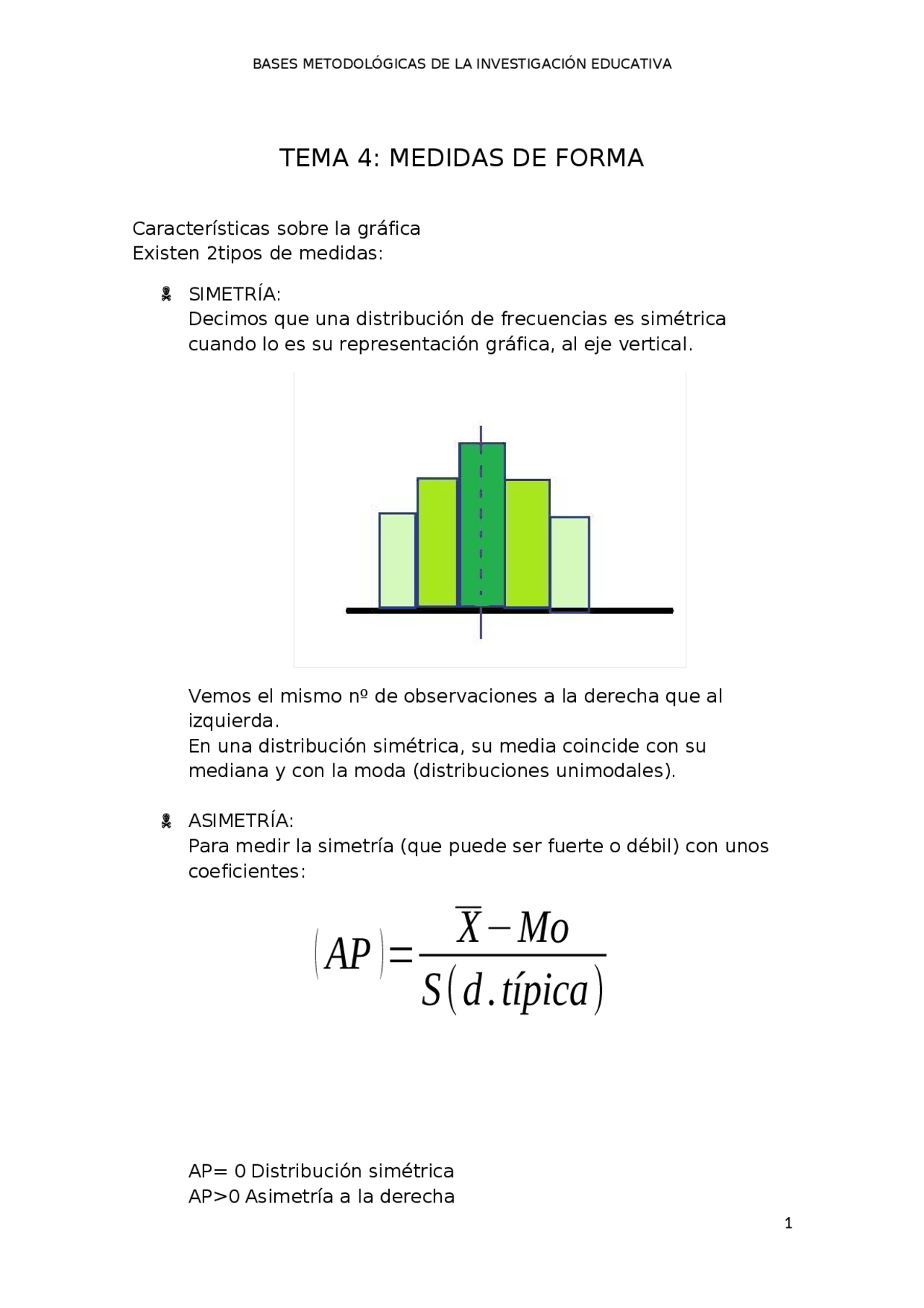 Medidas de forma - Apuntes de Pedagogía | Docsity