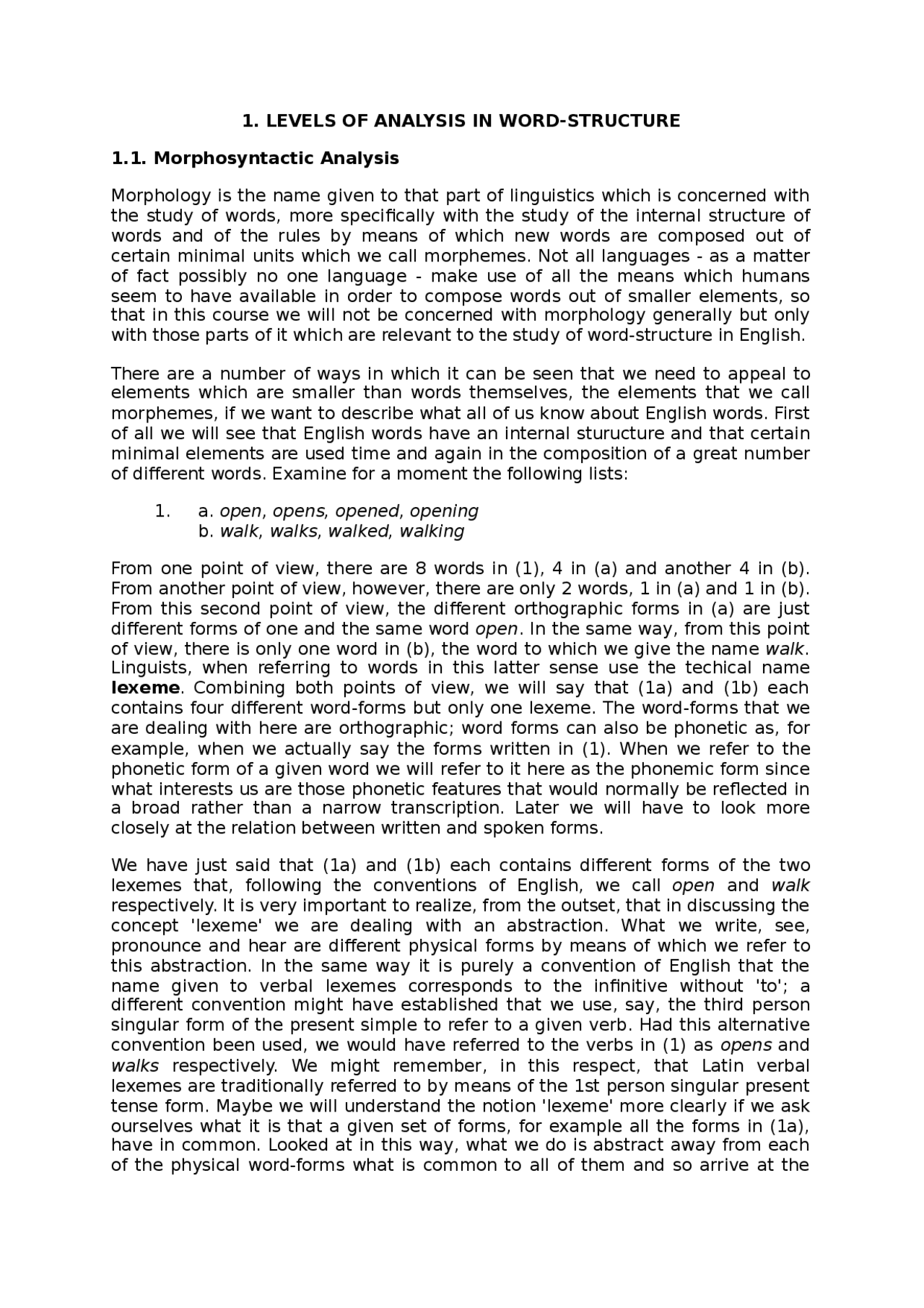 1. LEVELS OF ANALYSIS IN WORD-STRUCTURE - Apuntes de Idioma Inglés ...