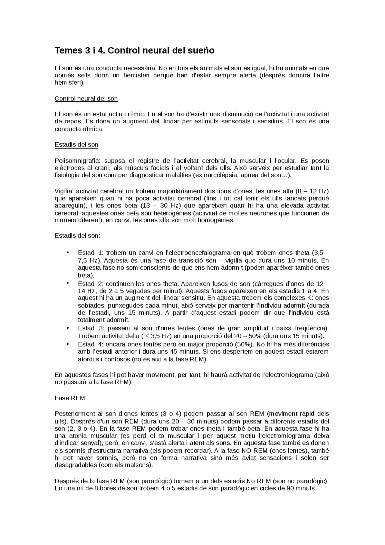 Temes 3 i 4. Control neural