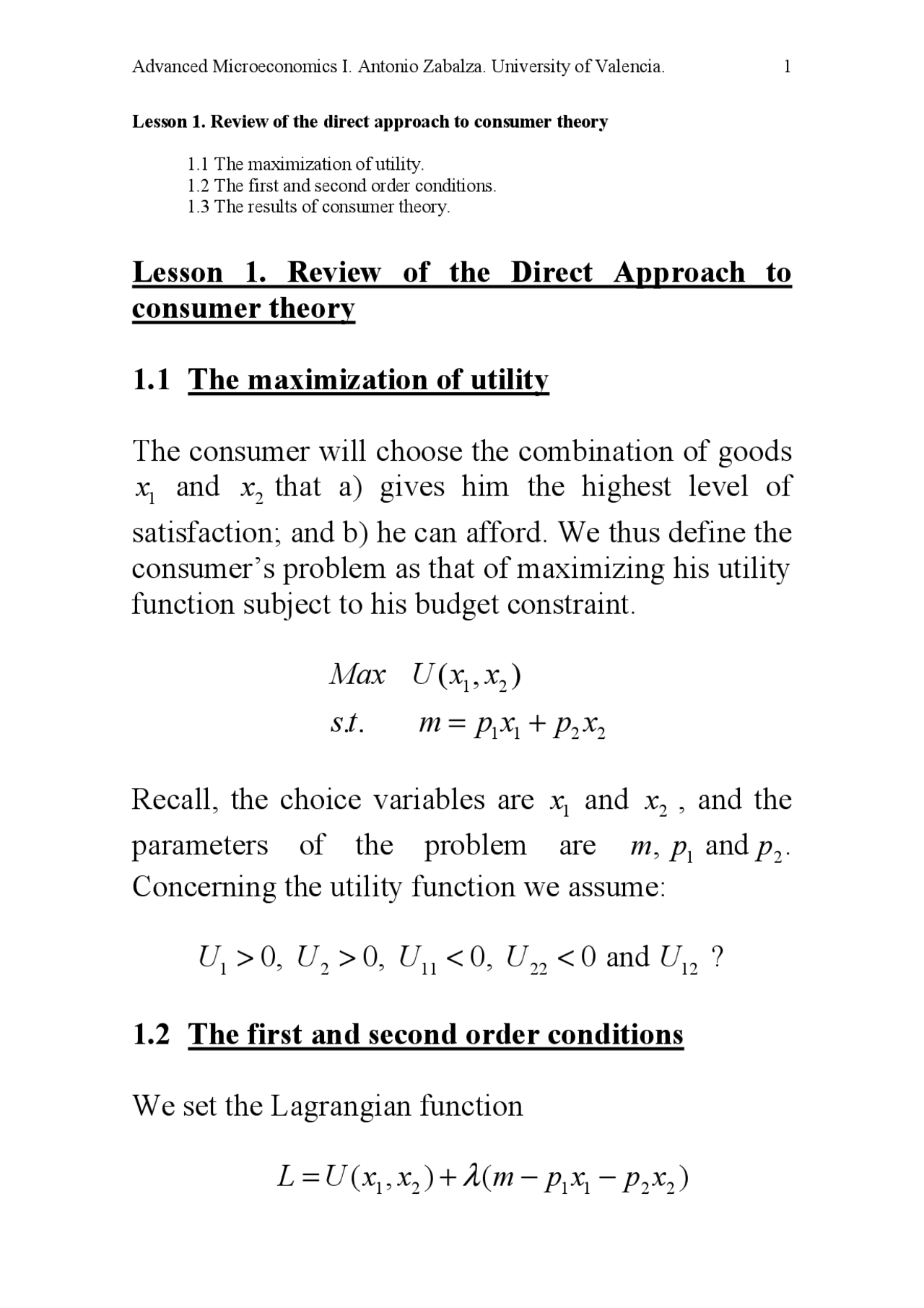 Topic 1. Advanced Microeconomics - Apuntes de Microeconomía - Docsity