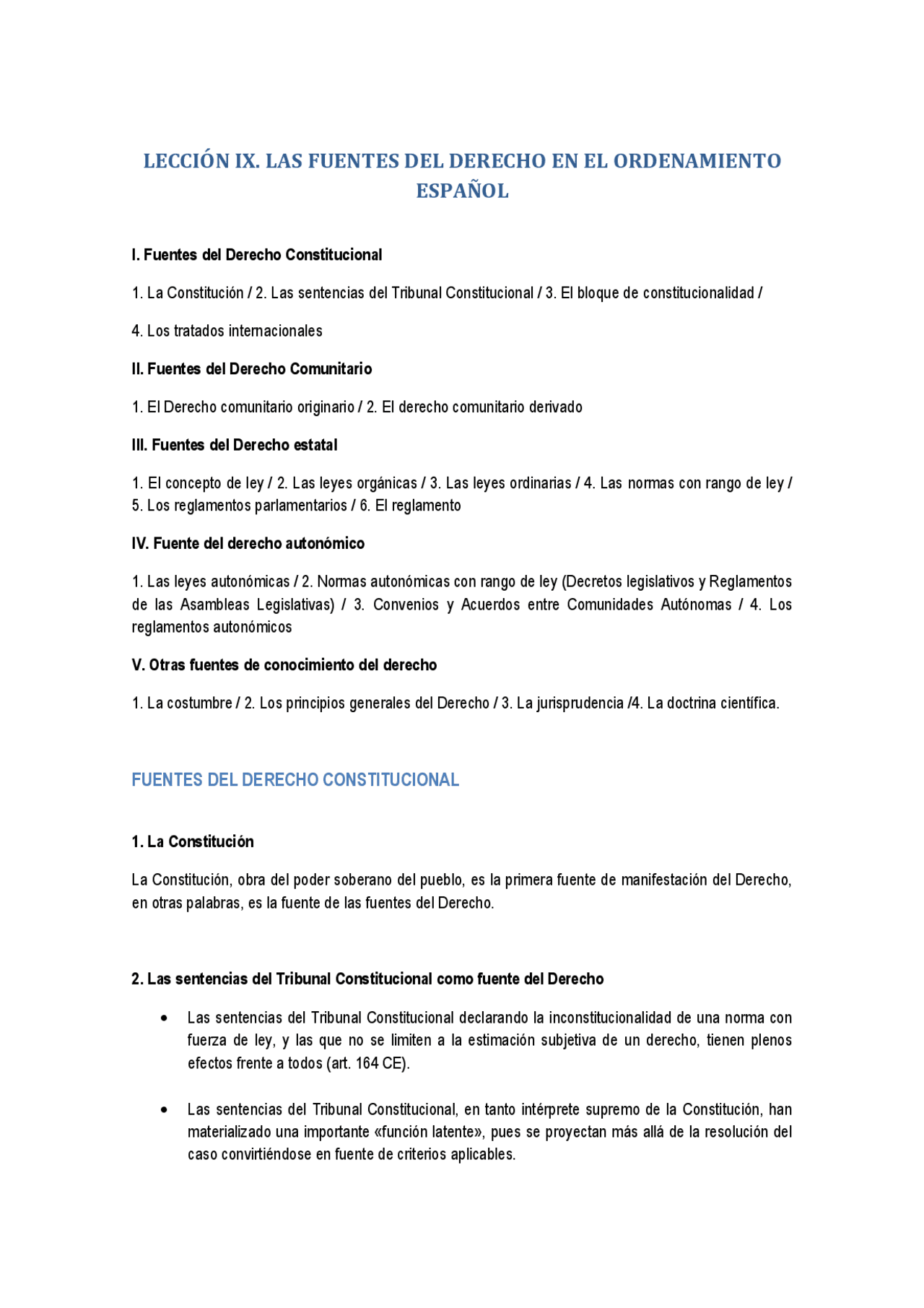 LAS FUENTES DEL DERECHO EN EL ORDENAMIENTO ES - Apuntes de Derecho ...