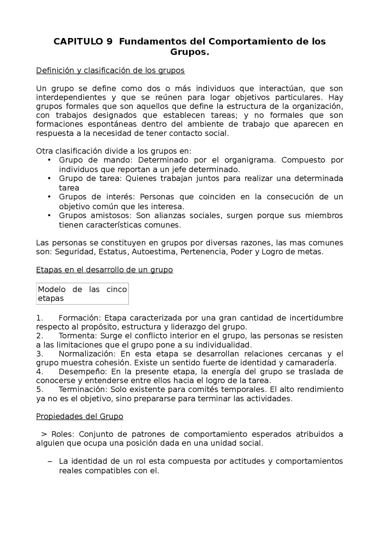 robbins tema 9, fundamentos del comportamiento de los grupos - Apuntes ...