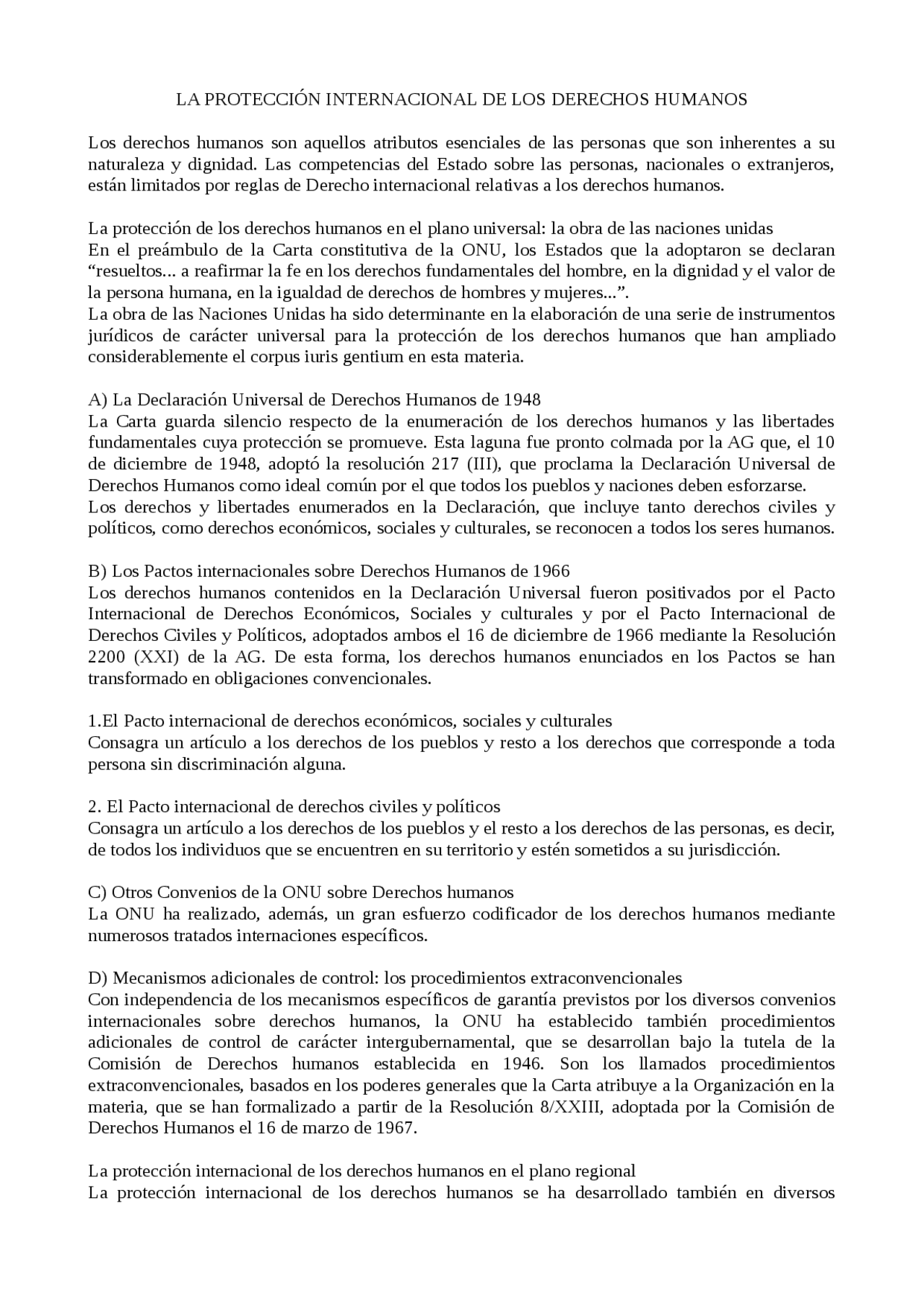 LA PROTECCIÓN INTERNACIONAL DE LOS DERECHOS HUMANOS - Apuntes de ...