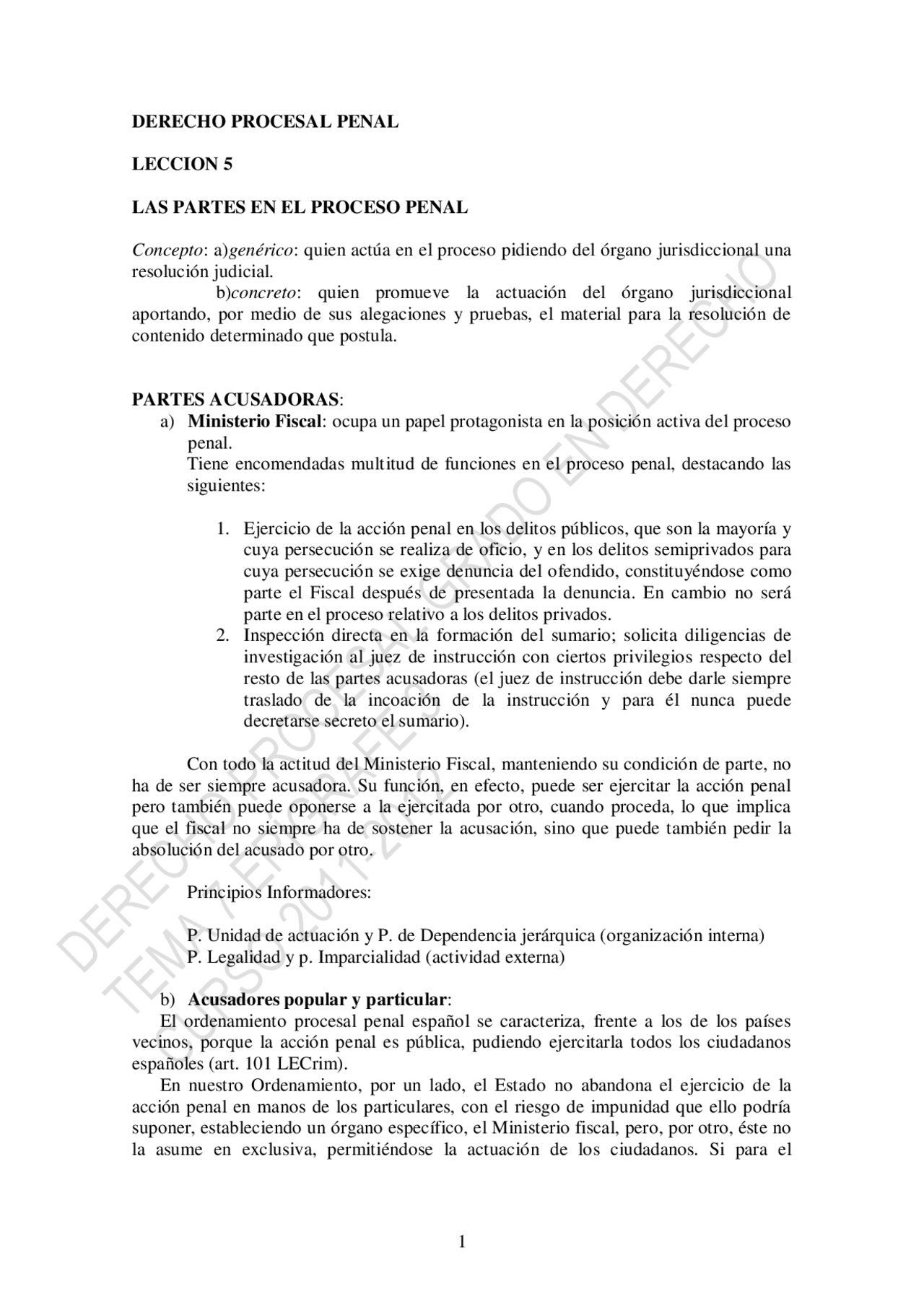 Las partes en el proceso penal - Apuntes de Historia del Derecho - Docsity