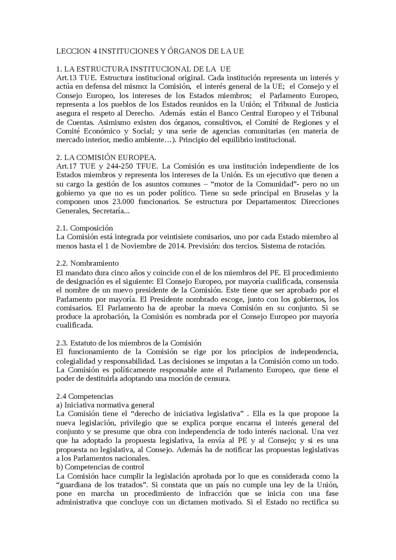 Instituciones jurídicas de la unión europea tema 4 - Apuntes de Derecho ...