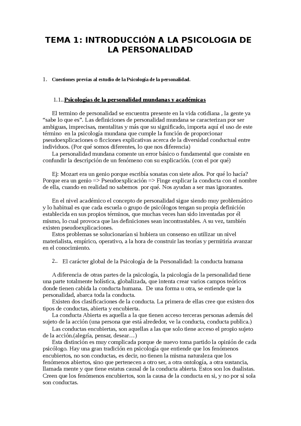 TEMA 1: INTRODUCCIÓN A LA PSICOLOGIA DE LA PERSONALIDAD C - Apuntes de ...