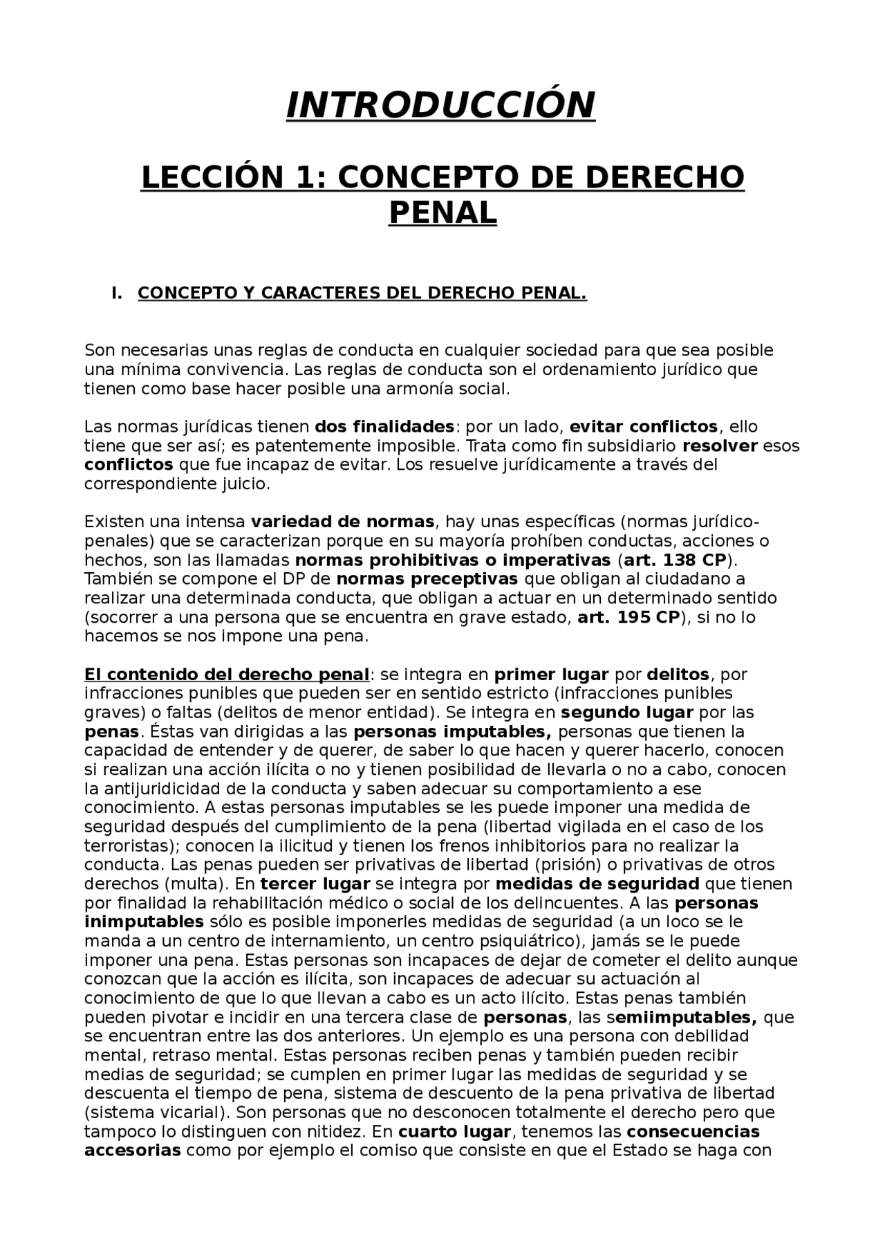 Derecho Penal. Tema 1. - Apuntes de Derecho Penal - Docsity