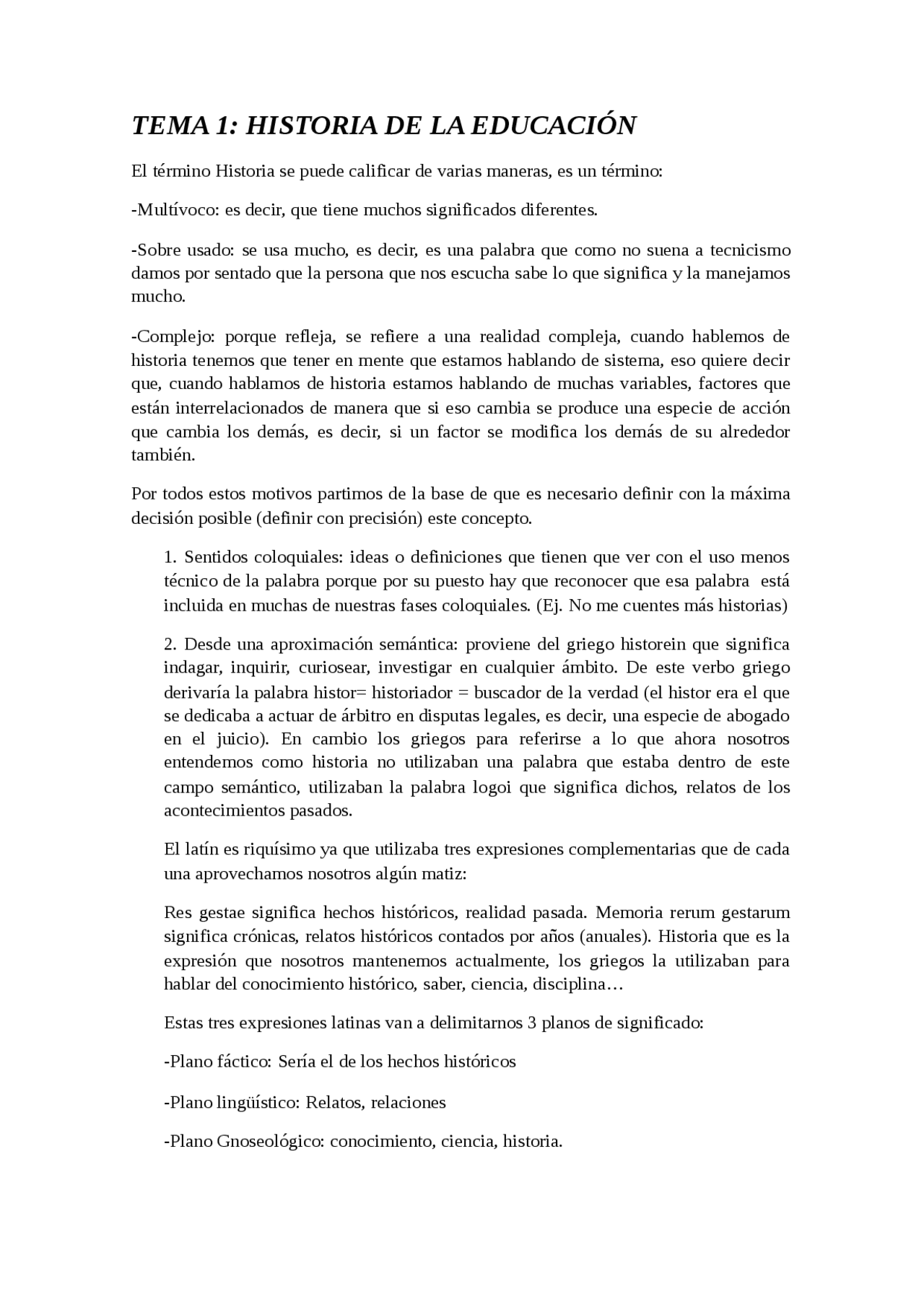 Historia de la educacion - Apuntes de Idioma Francés - Docsity