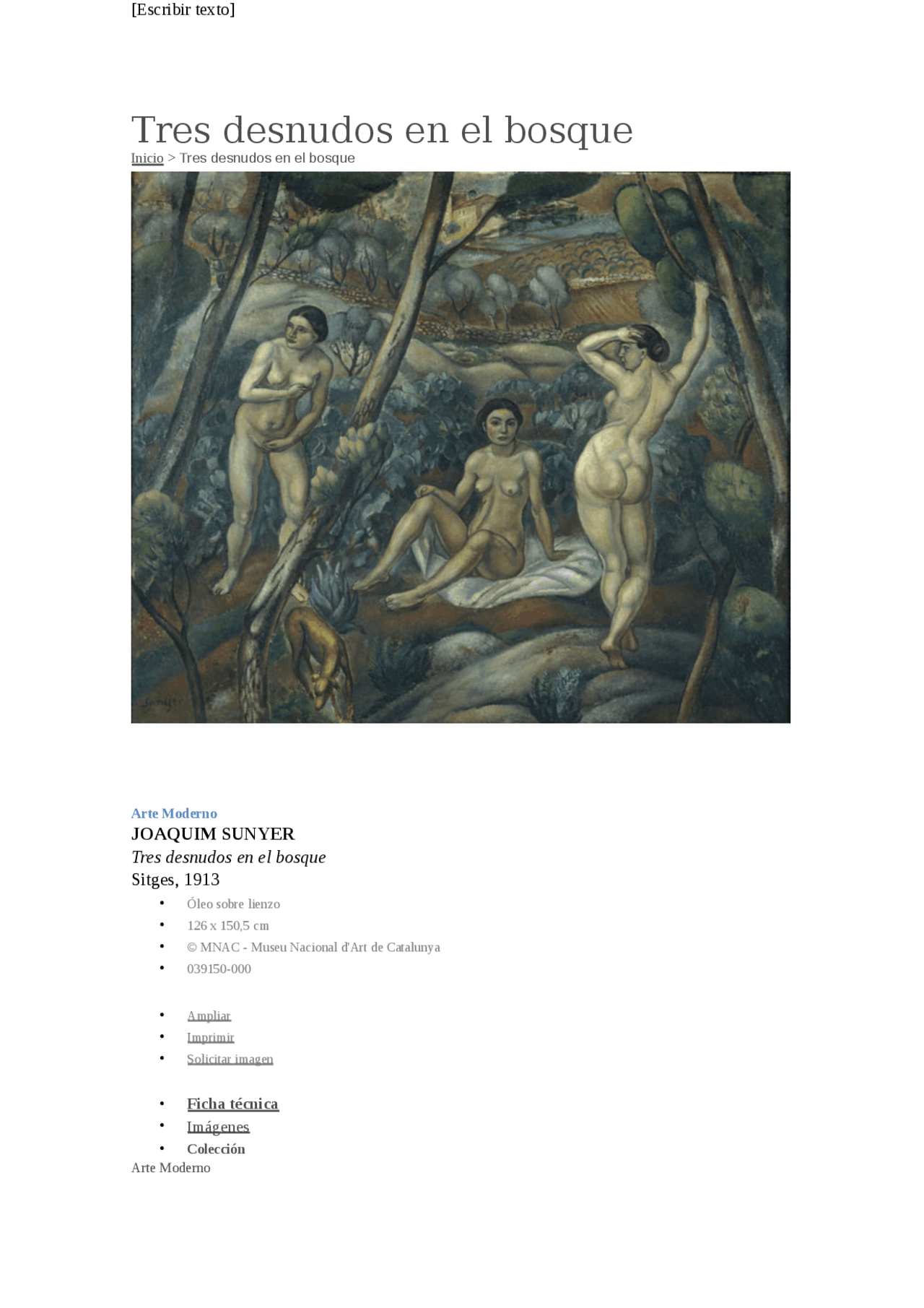 Tres desnudos en el bosque - Apuntes de Historia del Arte | Docsity