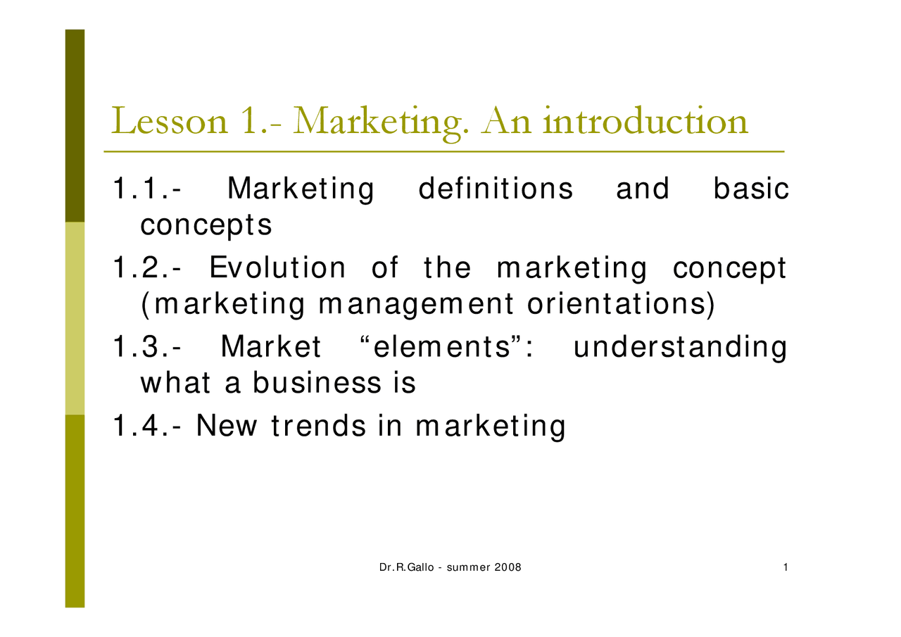 Marketing Introduction - Apuntes de Marketing - Docsity
