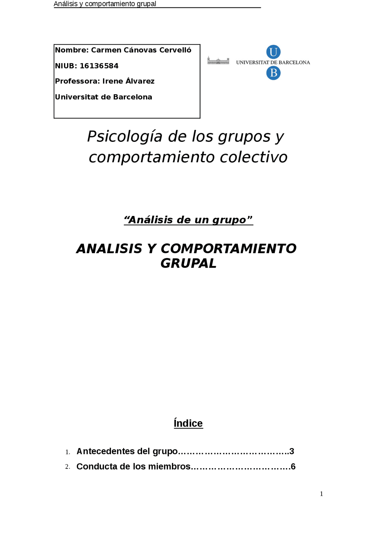 Analisis de un grupo trabajo - Guías, Proyectos, Investigaciones de ...