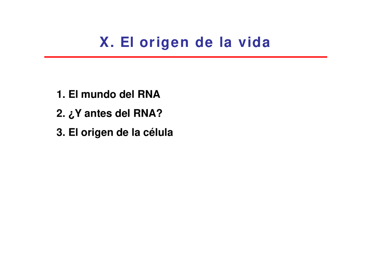 El orígen de la vida - Apuntes de Biología Molecular - Docsity