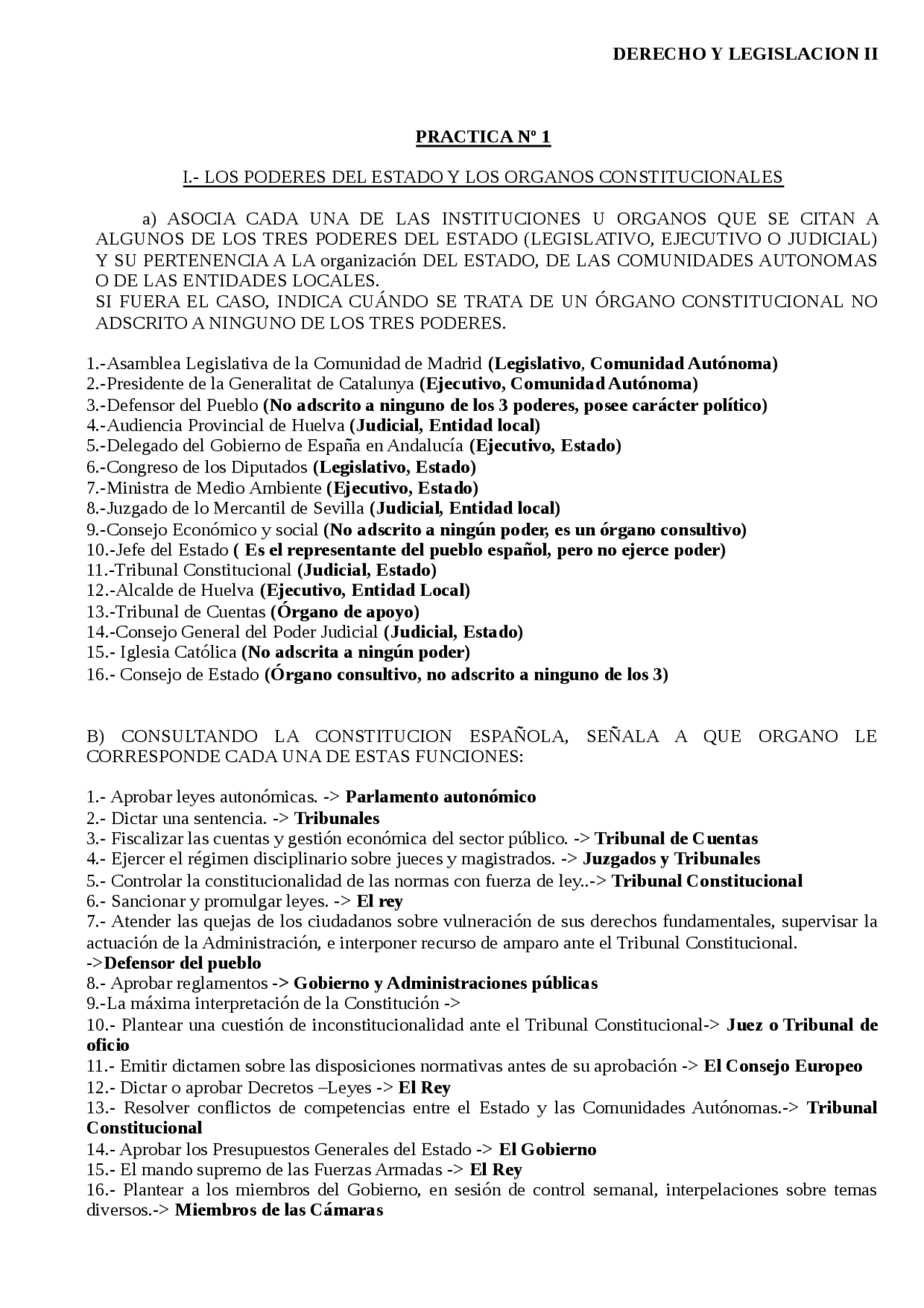 Practica derecho 1 - Ejercicios de Derecho - Docsity