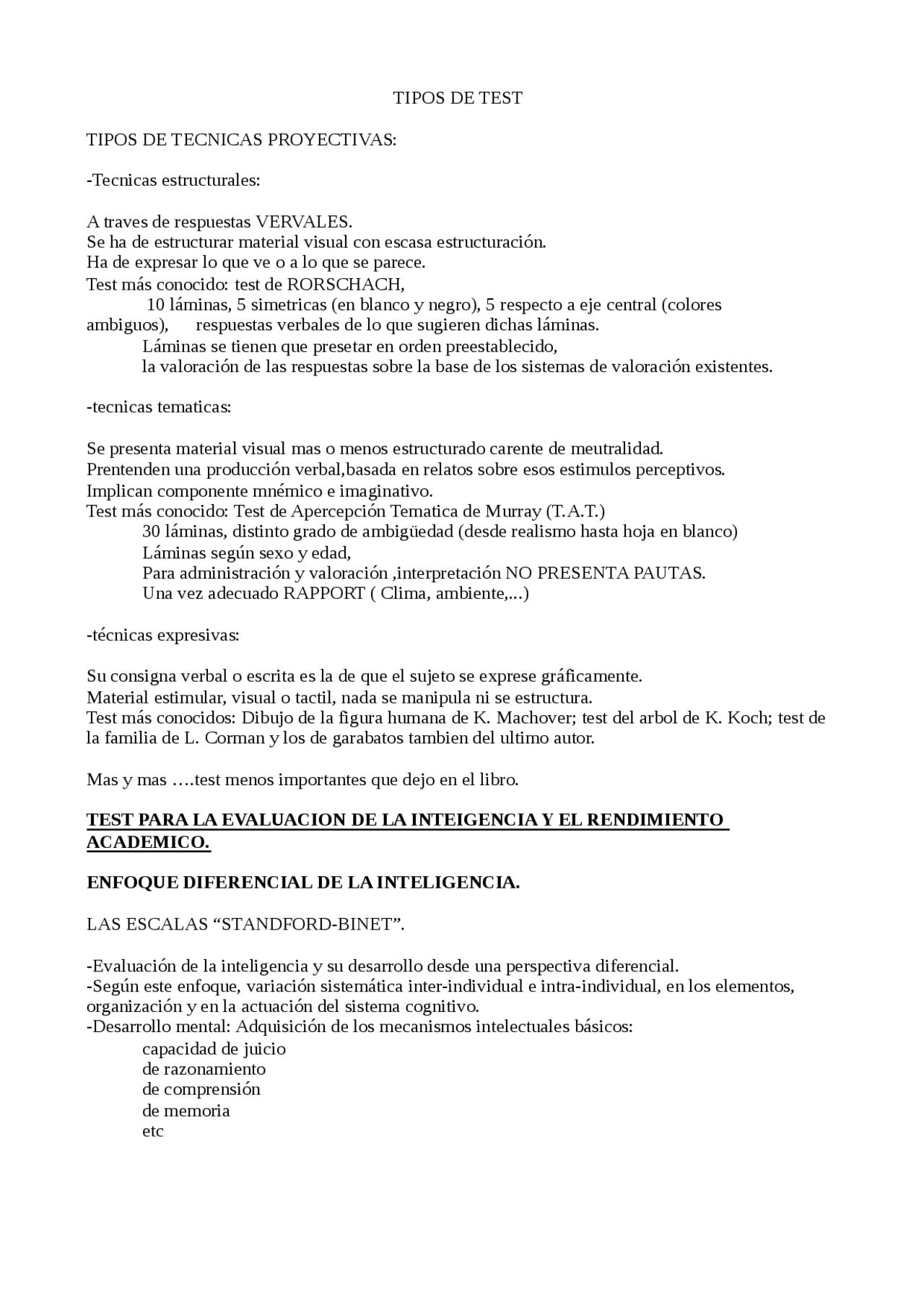 Principales test en diagnóstico pegagógico - Exámenes de Psicología ...