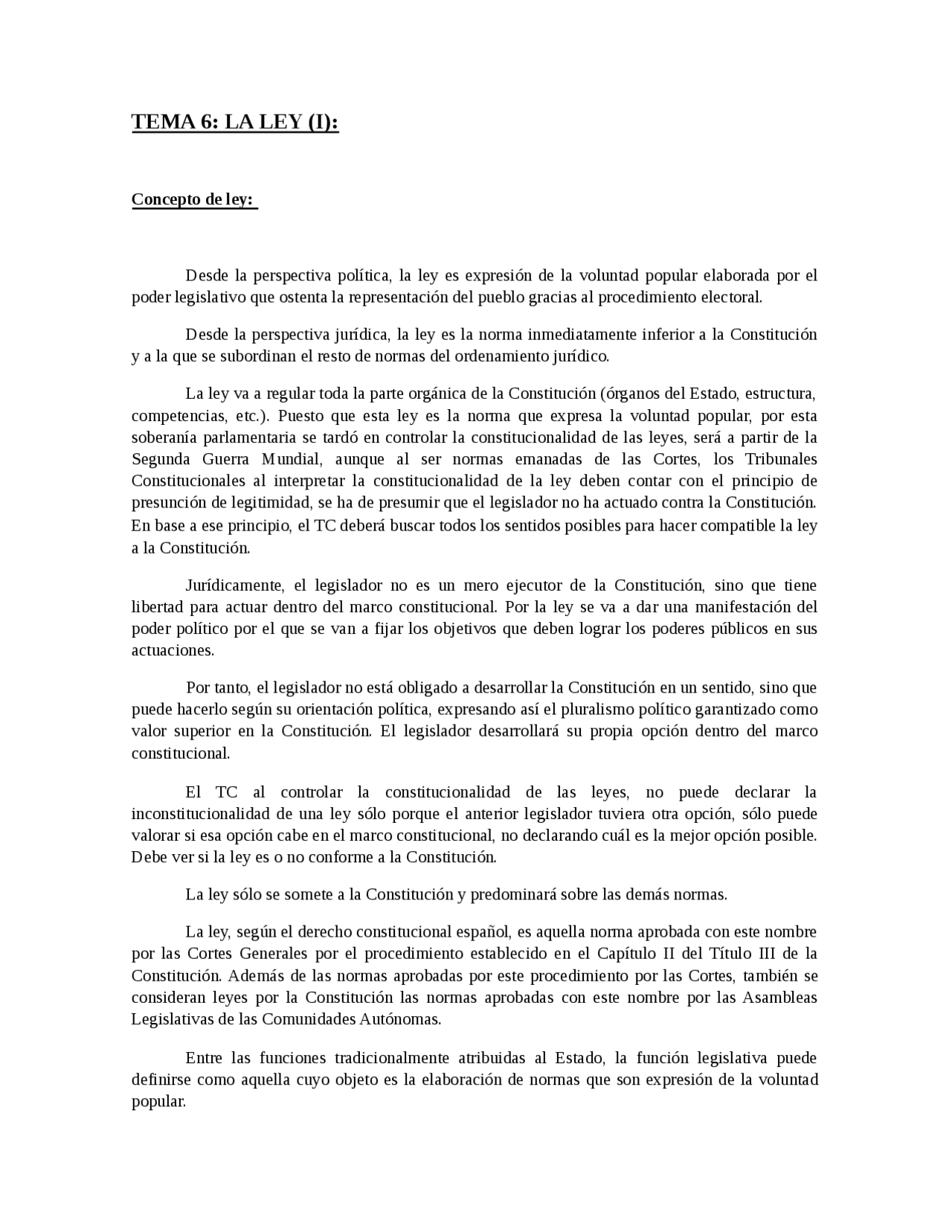 El Concepto de Ley - Apuntes de Derecho Constitucional - Docsity