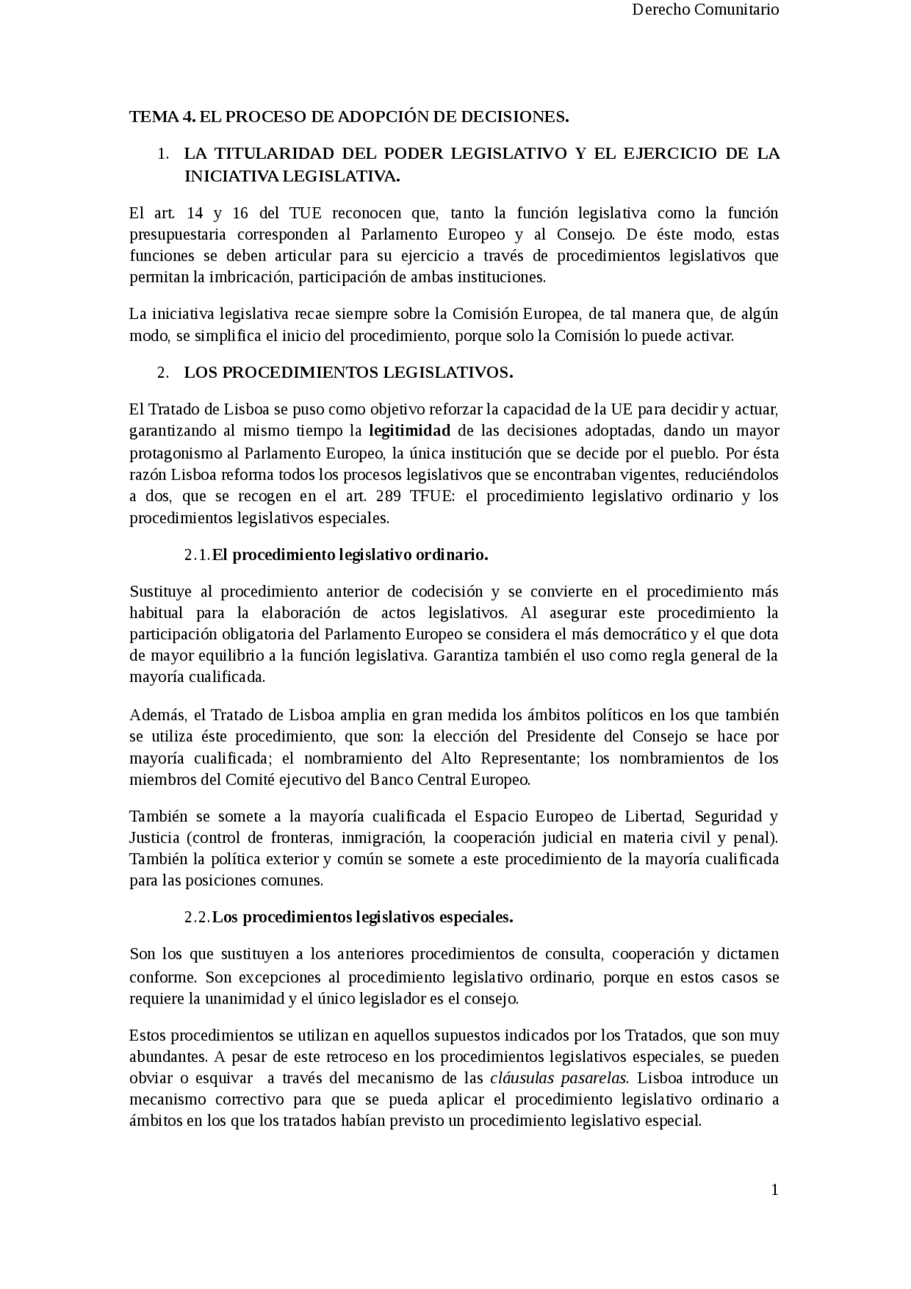 Derecho comunitario tema 4 - Apuntes de Derecho de la Unión Europea ...