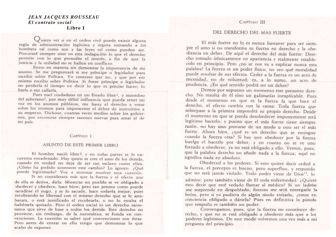 El derecho del más fuerte, el Contrato Social de Jean Jacques Rousseau ...