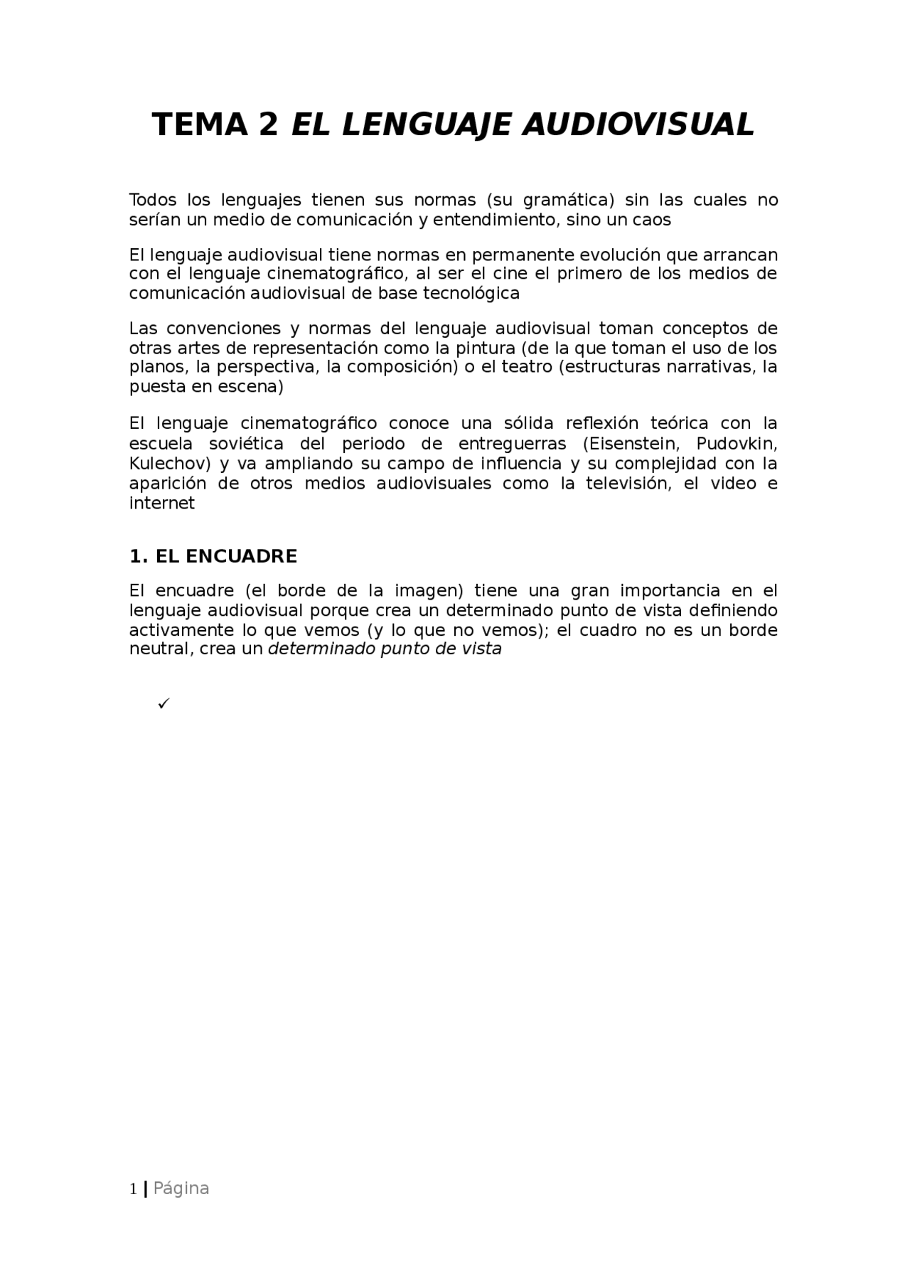 TEMA 2 EL LENGUAJE AUDIOVISUAL - Apuntes de Periodismo | Docsity