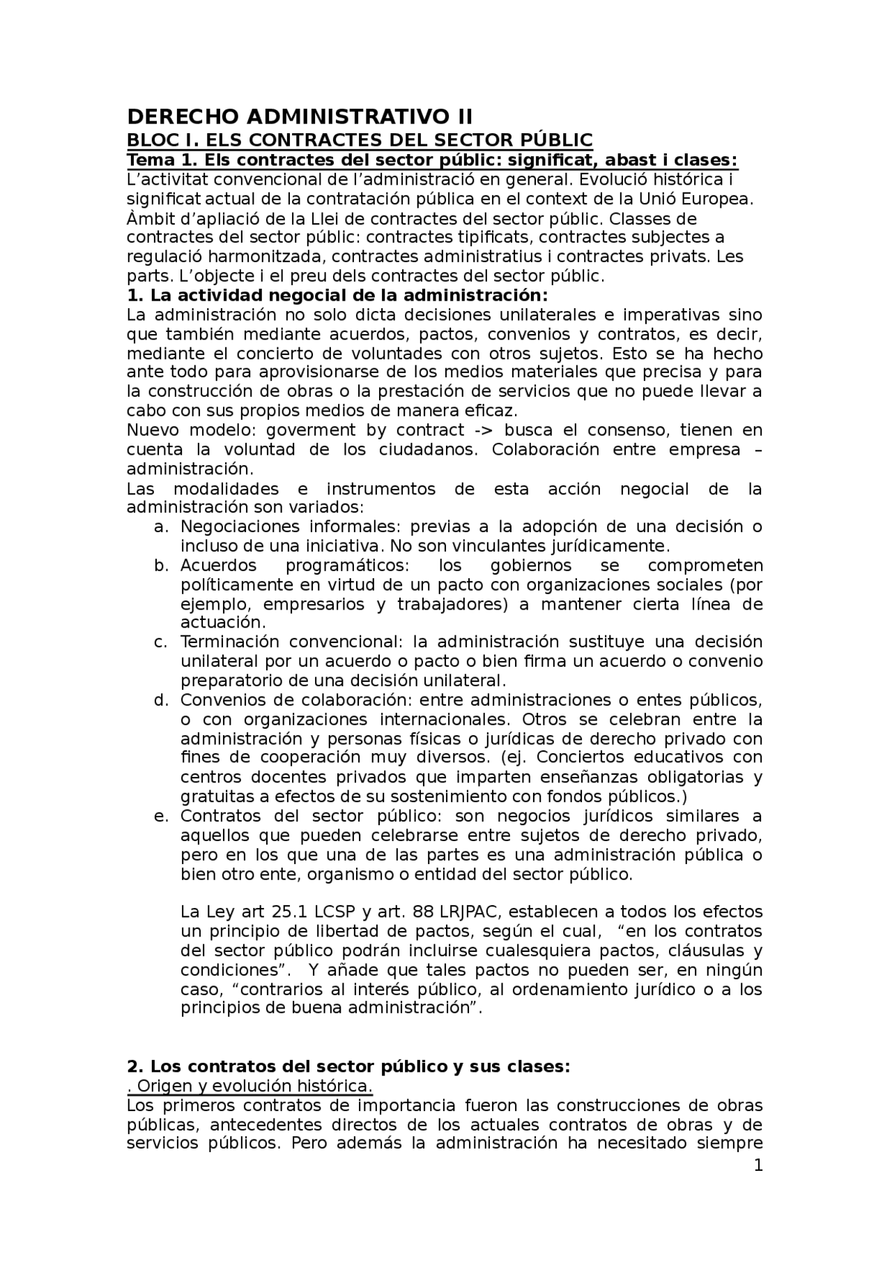 El contractes del sector públic. Universitat de Barcelona Apuntes de