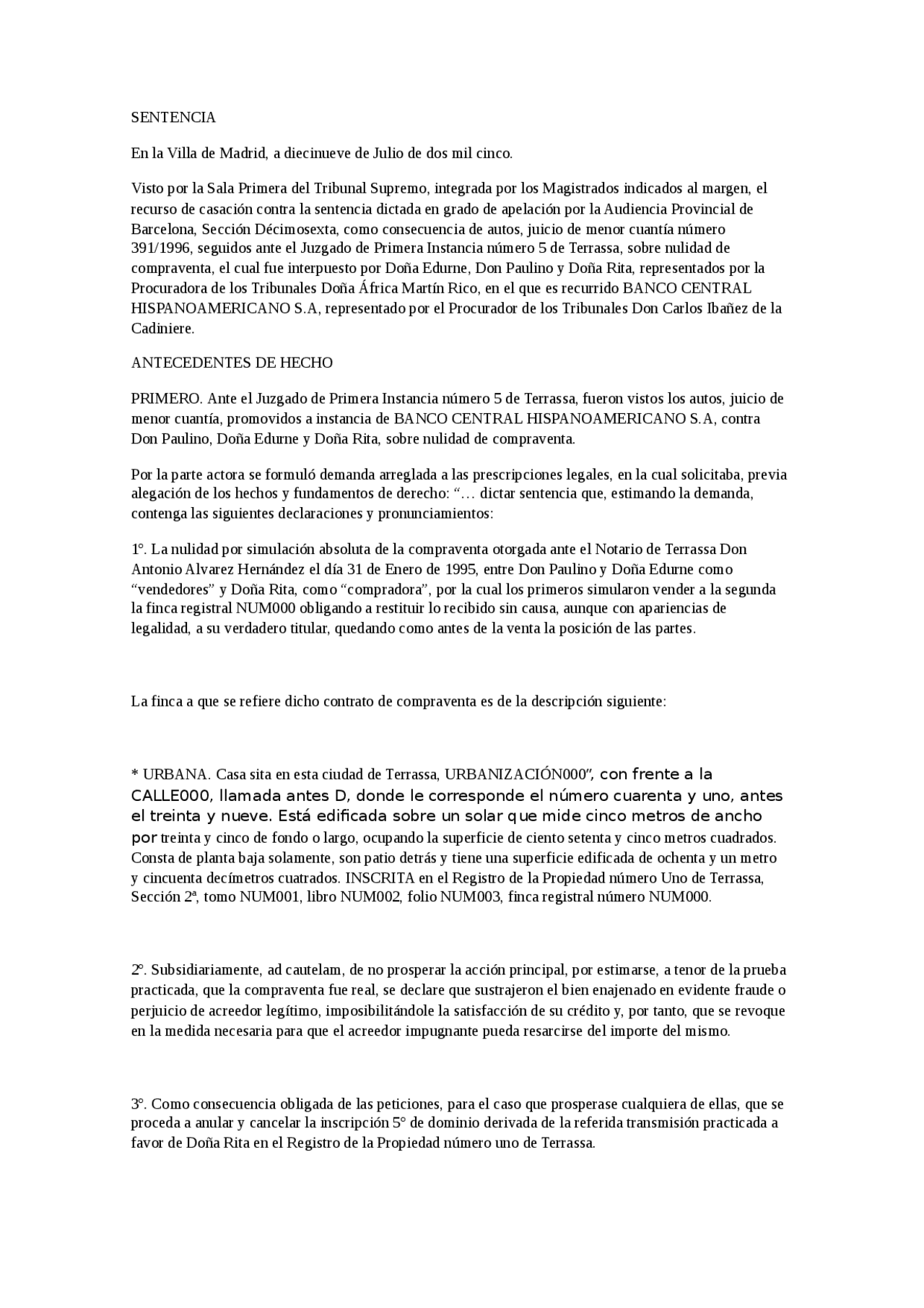 Sentencia Derecho civil II - Apuntes de Derecho Civil - Docsity
