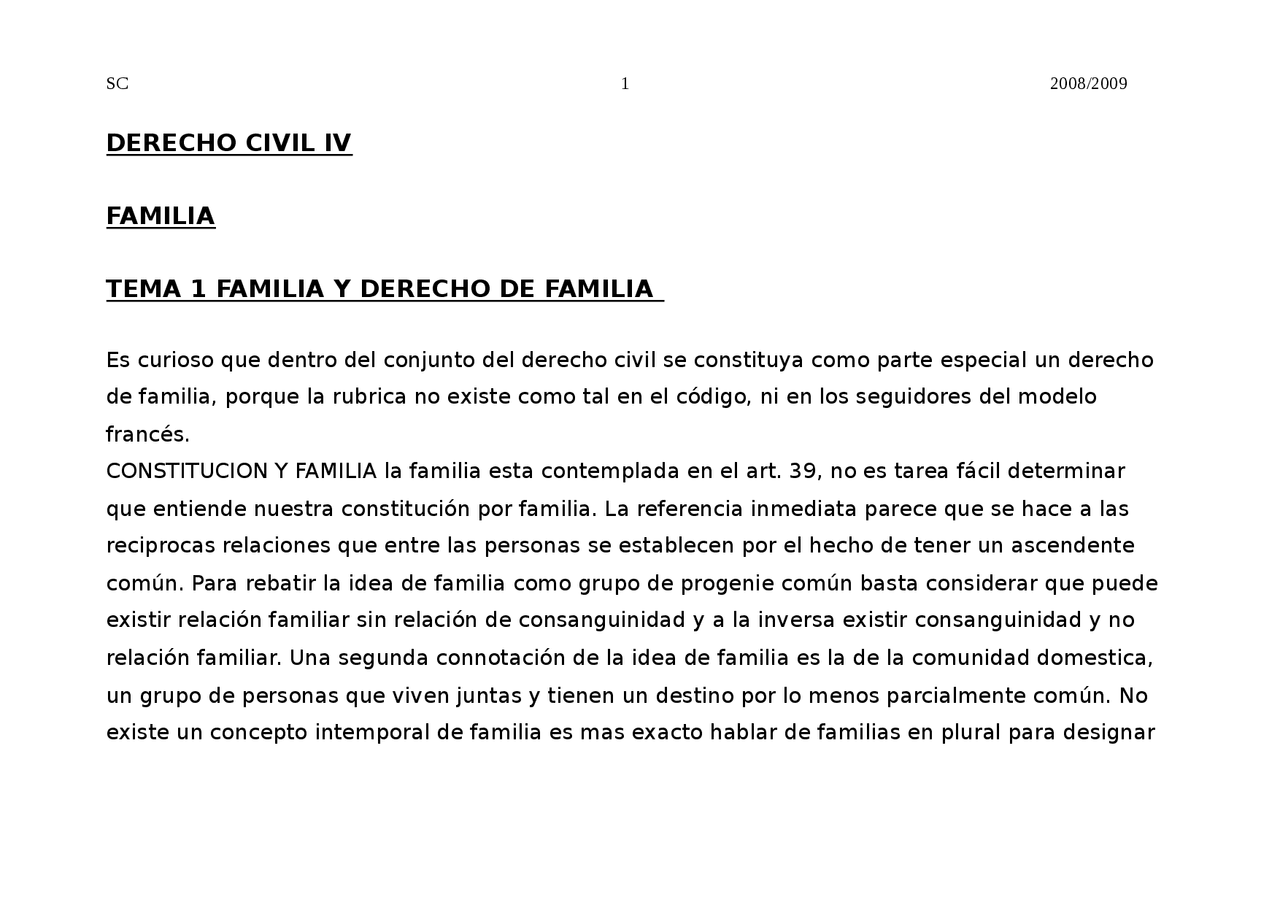 DERECHO CIVIL IVFAMILIATEMA 1 FAMILIA Y DERECHO DE FAMILIA Es curioso