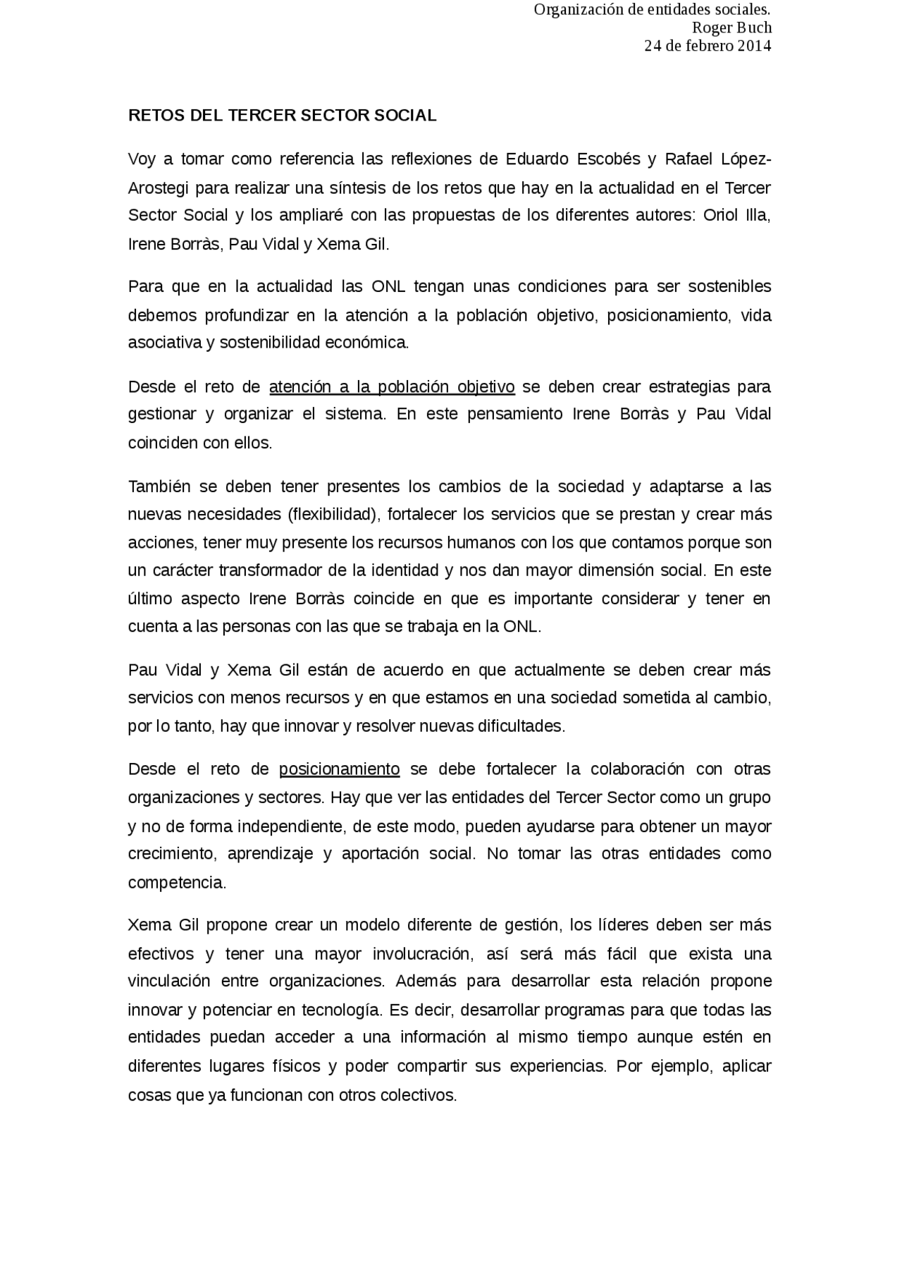 RETOS TERCER SECTOR SOCIAL - Apuntes de Trabajo Social - Docsity