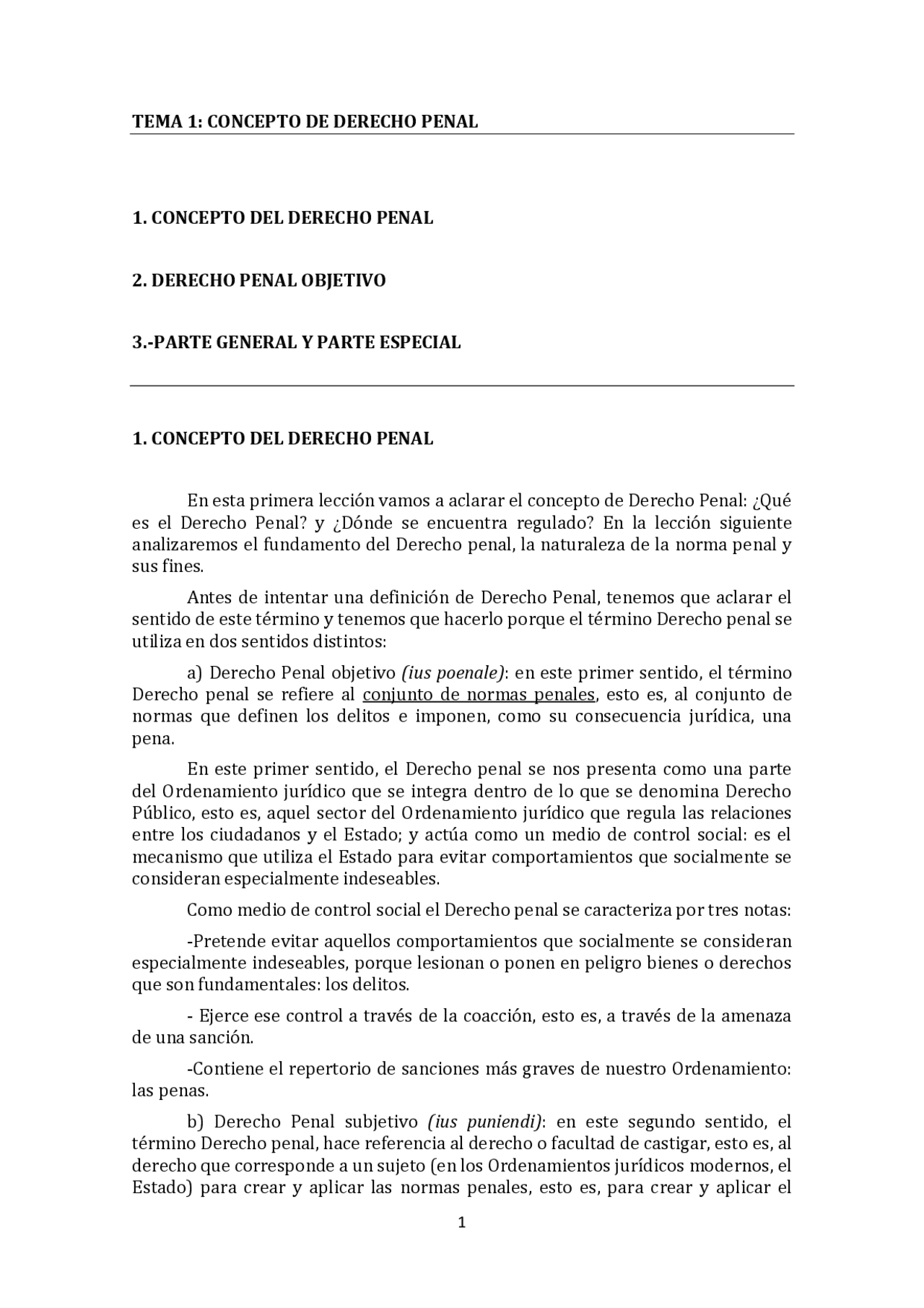 Derecho penal tema 1 - Apuntes de Derecho Penal - Docsity