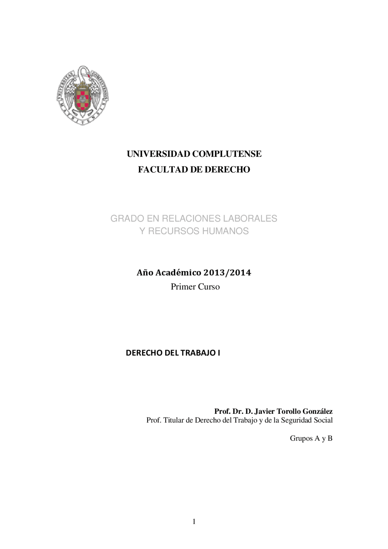 Programa de Derecho del trabajo. Javier Torollo - Apuntes de Derecho ...