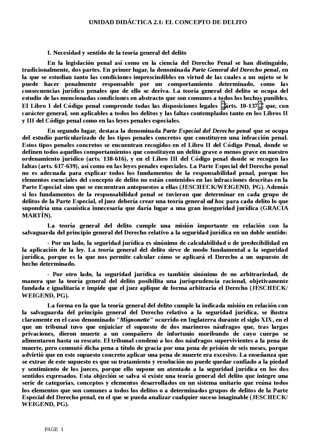 Concepto y elementos del delito - Apuntes de Derecho Penal - Docsity