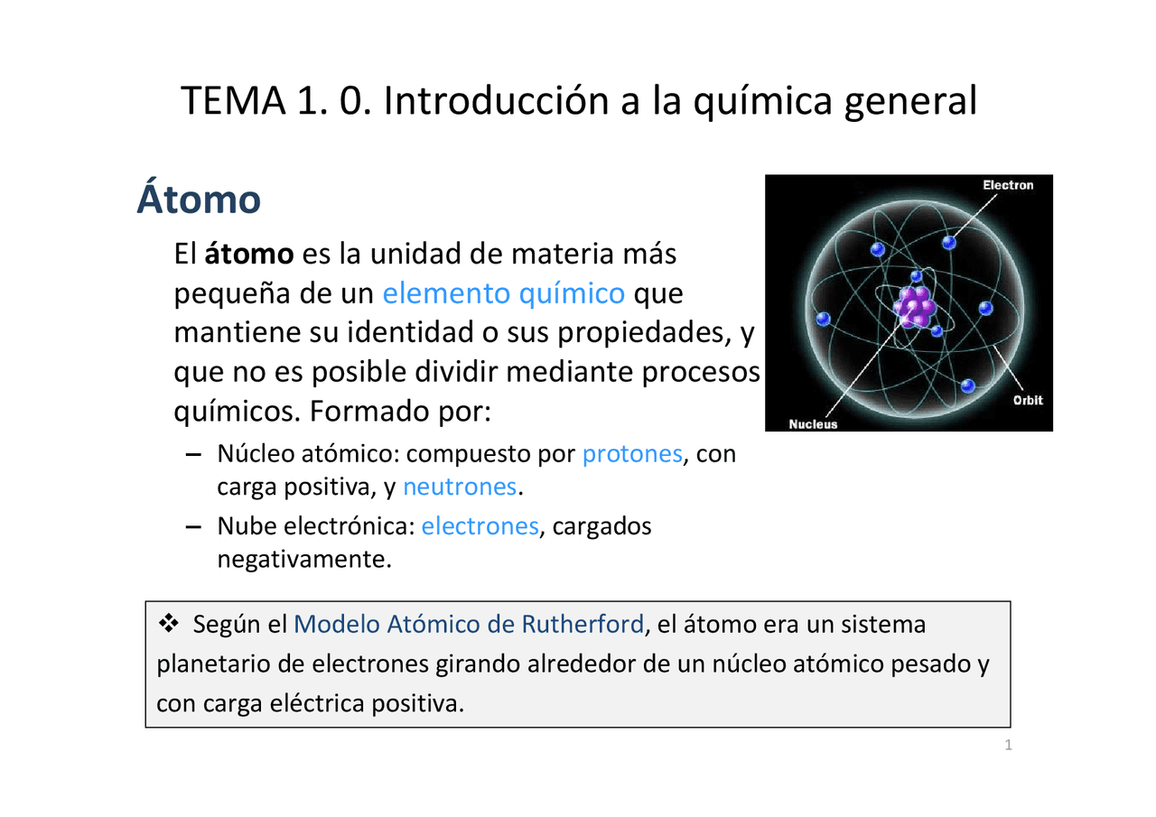 Introducción a la Química general - Apuntes de Química - Docsity