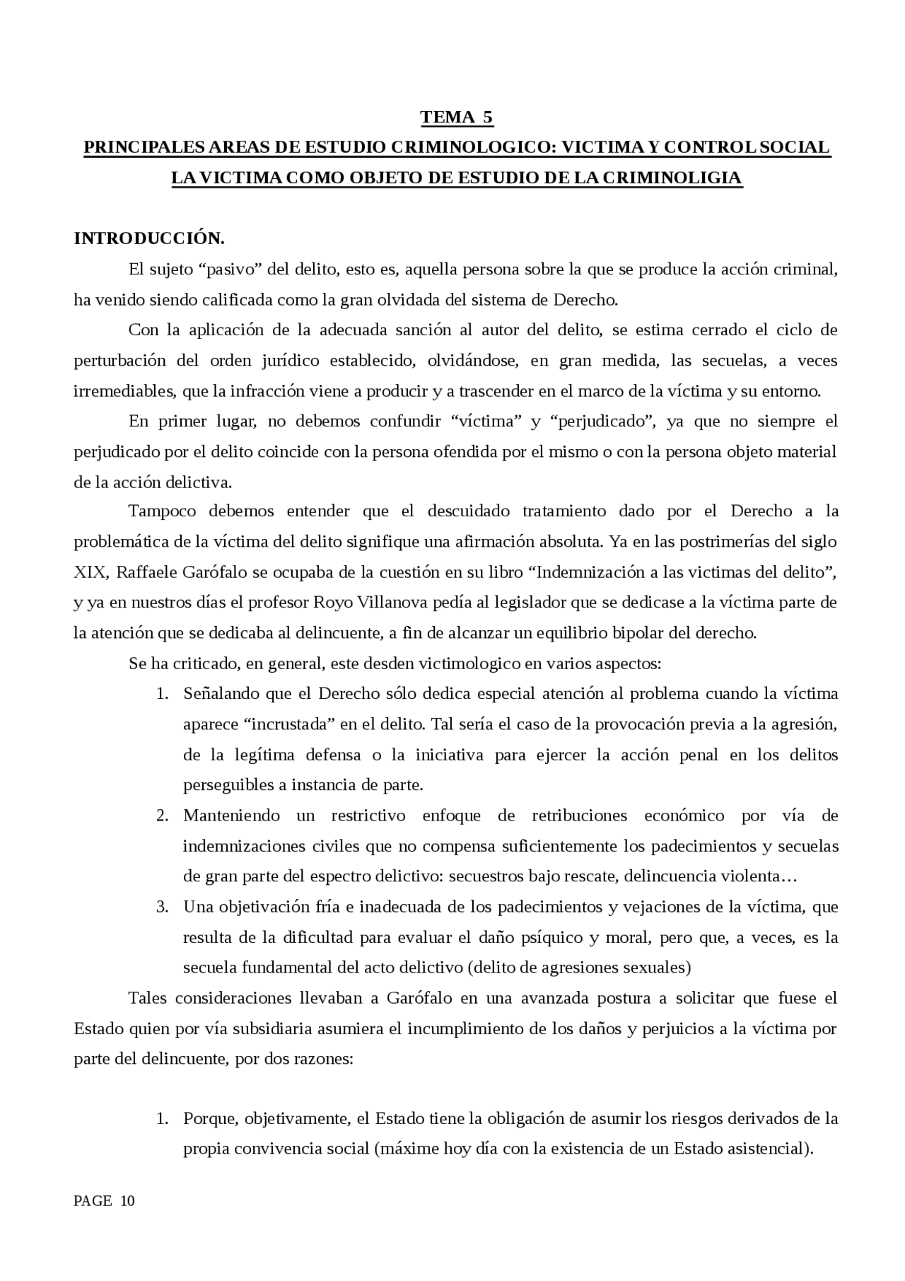 Introducción a la Criminología - Tema 5 - Apuntes de Criminología - Docsity
