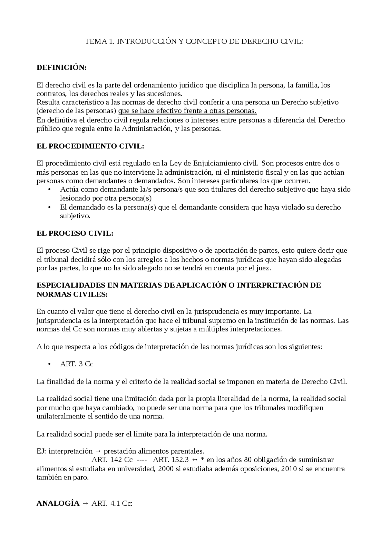 DERECHO CIVIL - Apuntes de Derecho Civil - Docsity