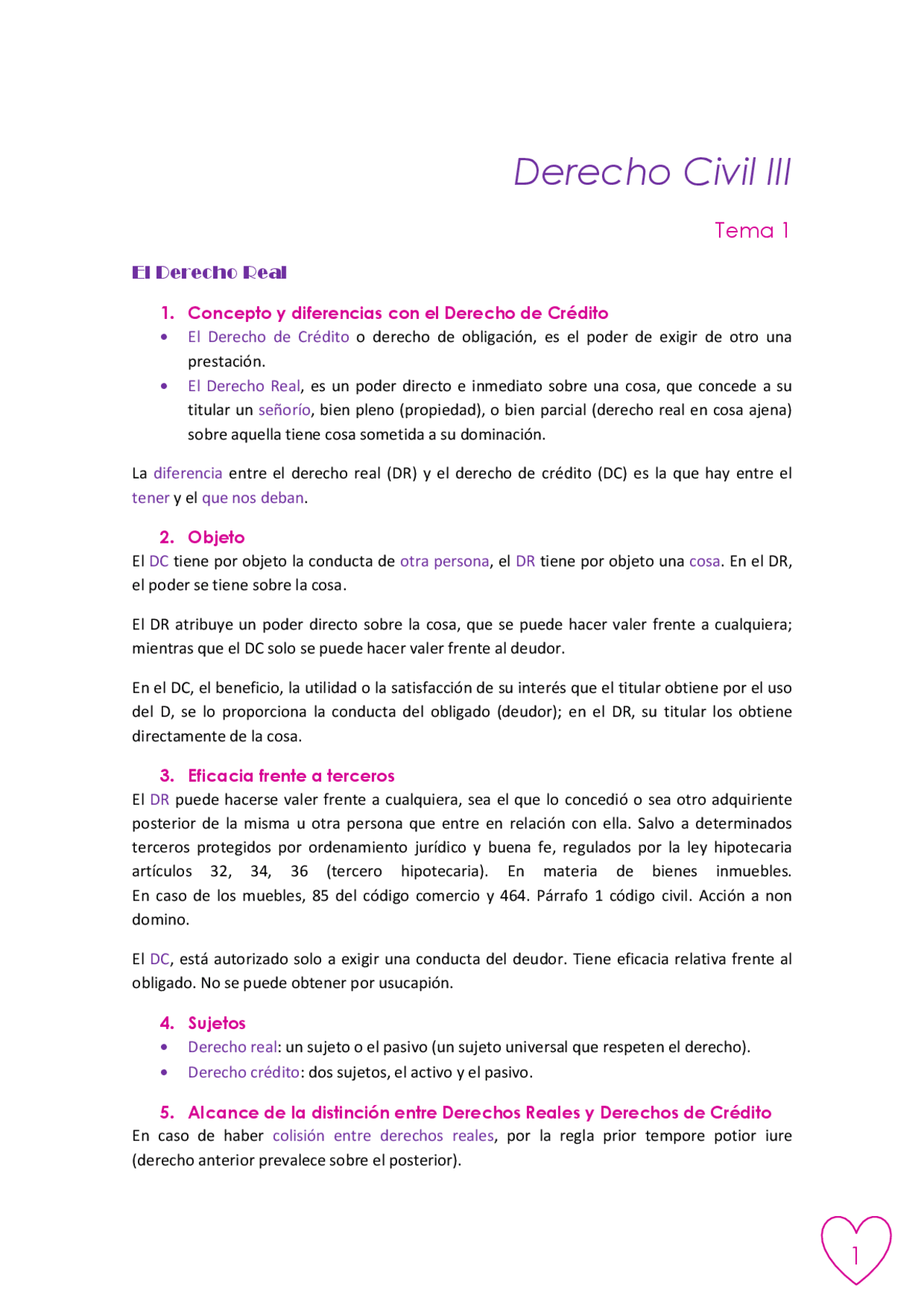 Derecho Civil III Tema 1 - Apuntes de Derecho Civil - Docsity