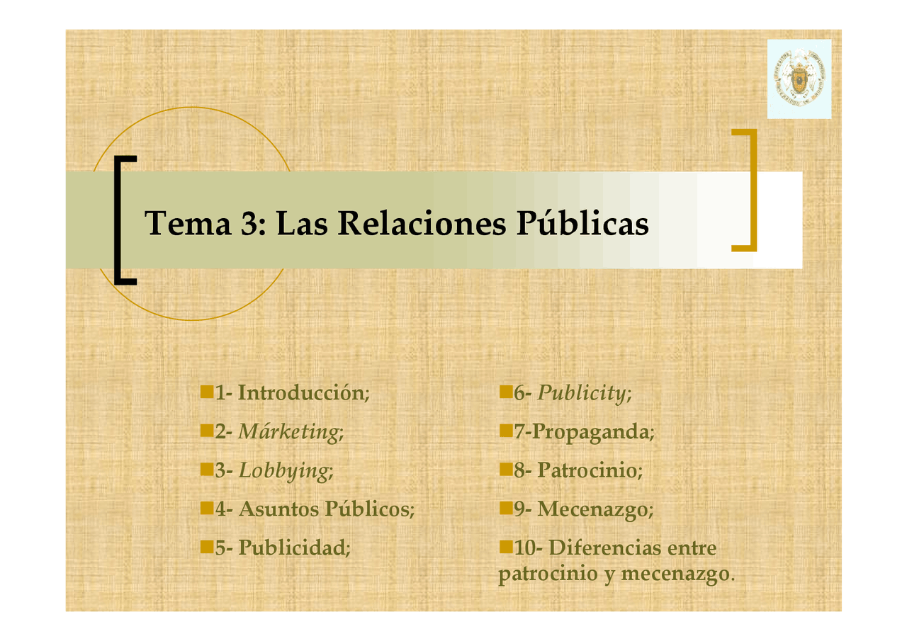 Tema 3 teoria de las relaciones publicas - Apuntes de Comunicación