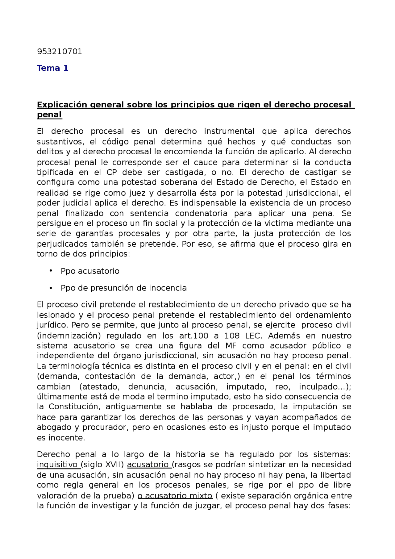 Procesal penal 2 - Apuntes de Derecho Procesal Penal - Docsity