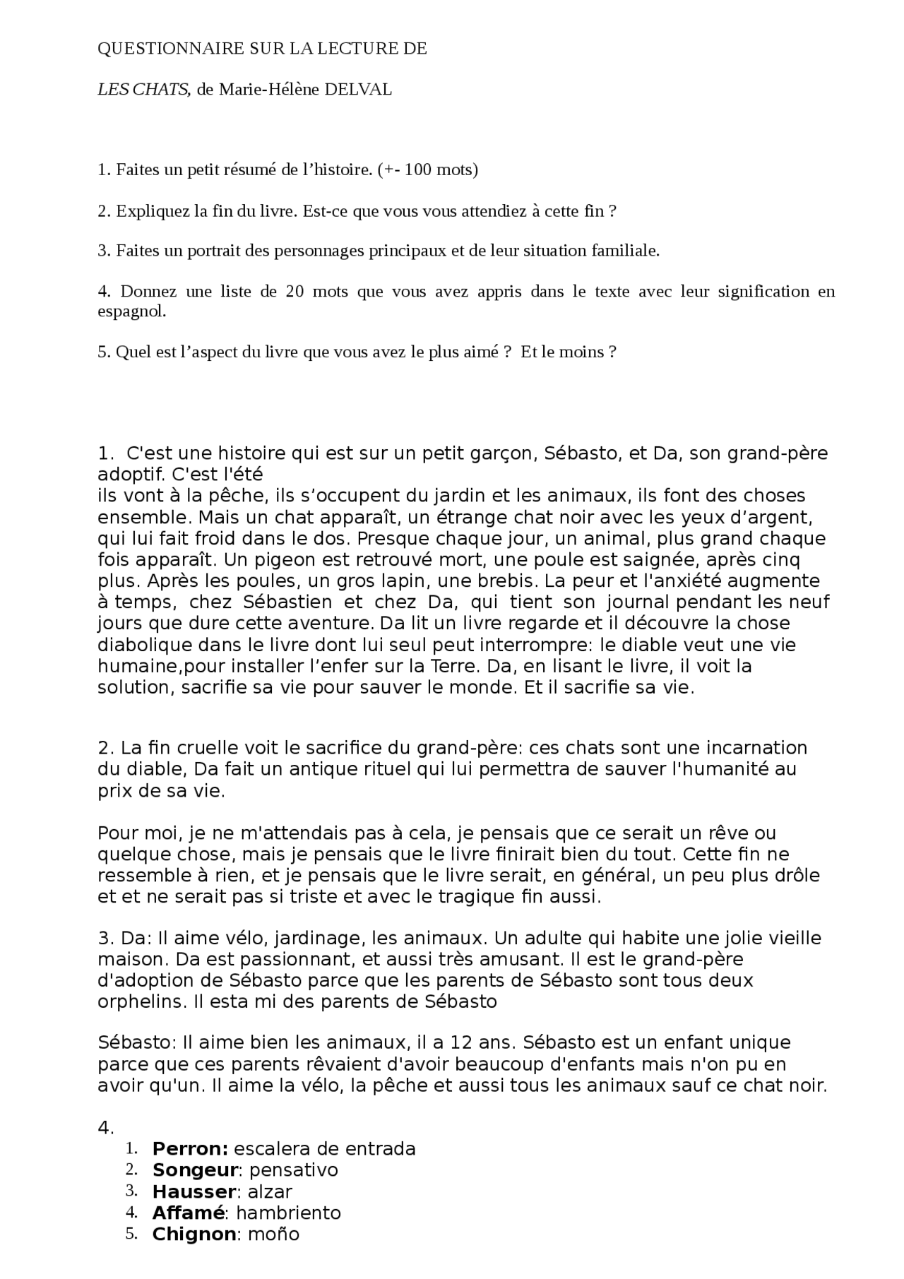Questionnaire Sur Les Chats Apuntes De Filologia Inglesa Docsity
