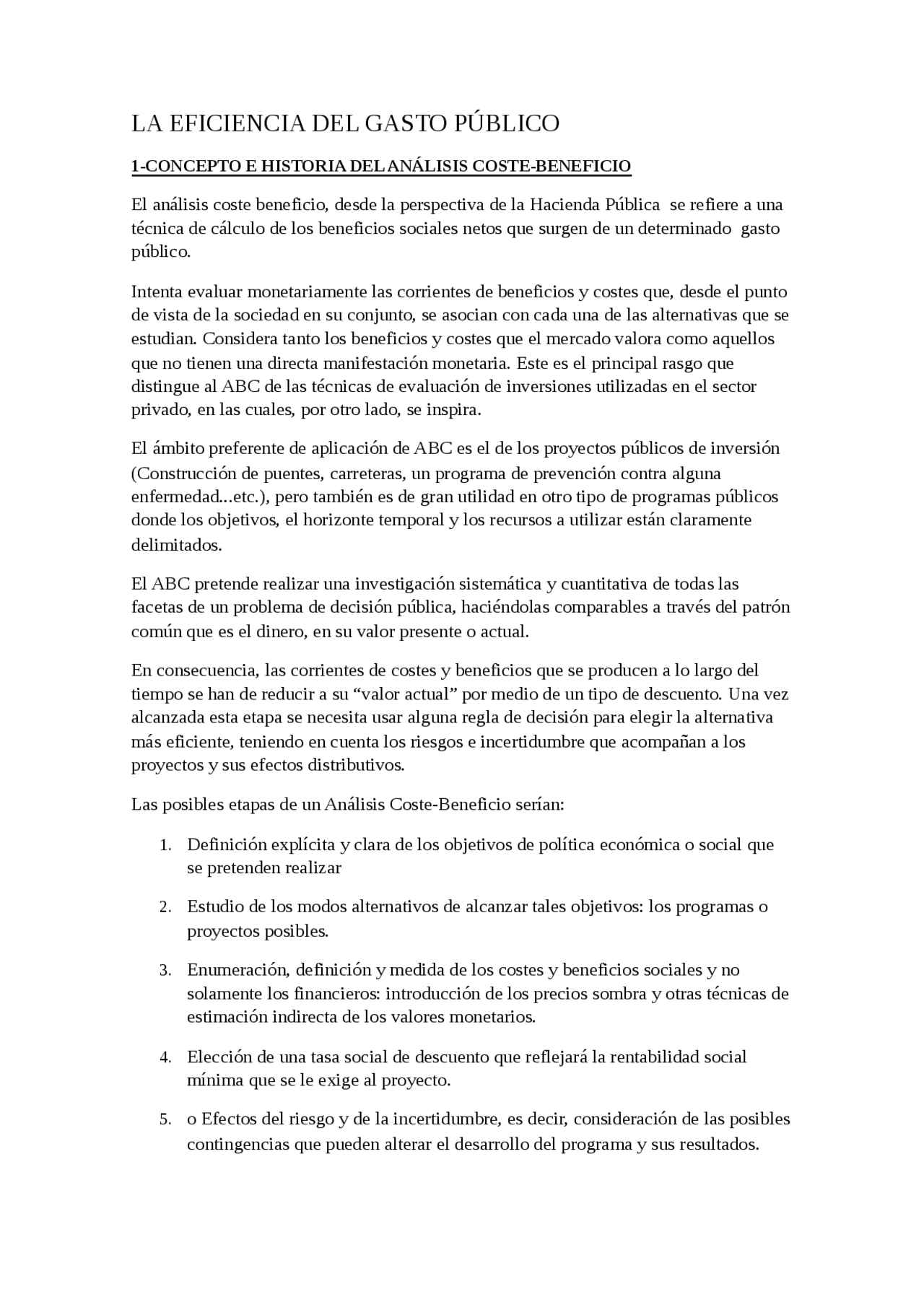 Eficiencia del gasto publico - Apuntes de Derecho - Docsity