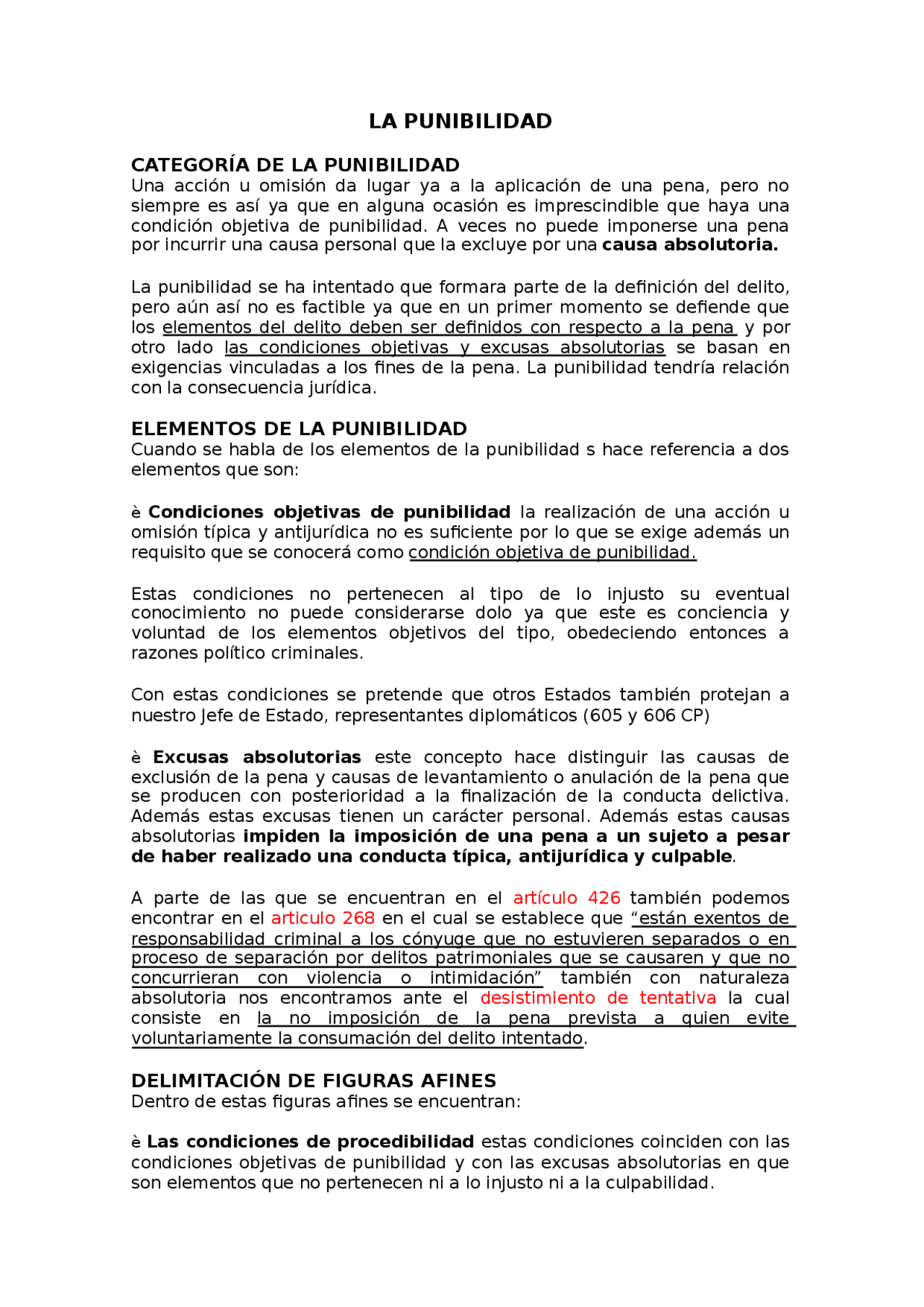 Punibilidad - Apuntes de Derecho Penal - Docsity