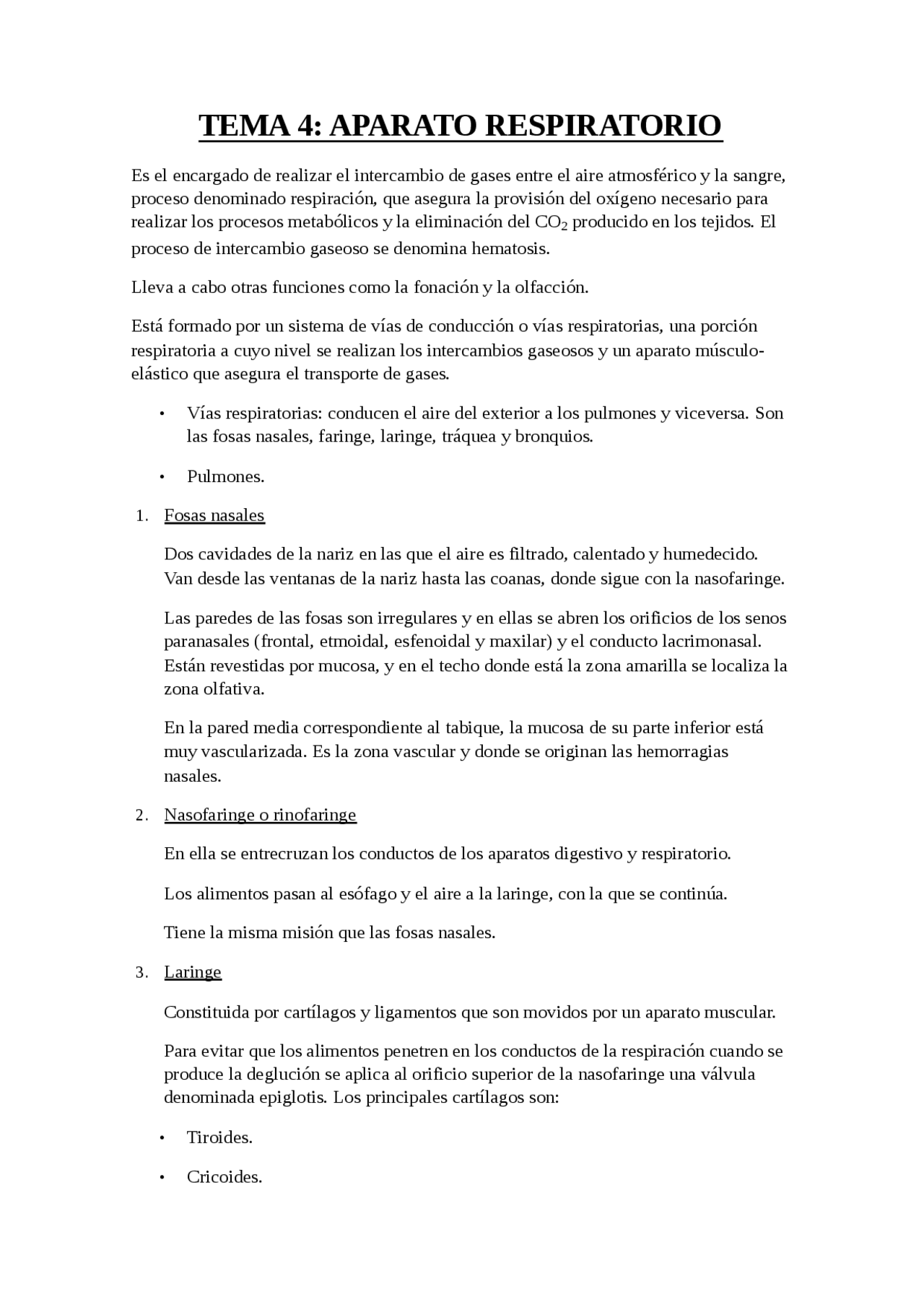 TEMA 4: APARATO RESPIRATORIO Es el encargado de realizar el interca ...