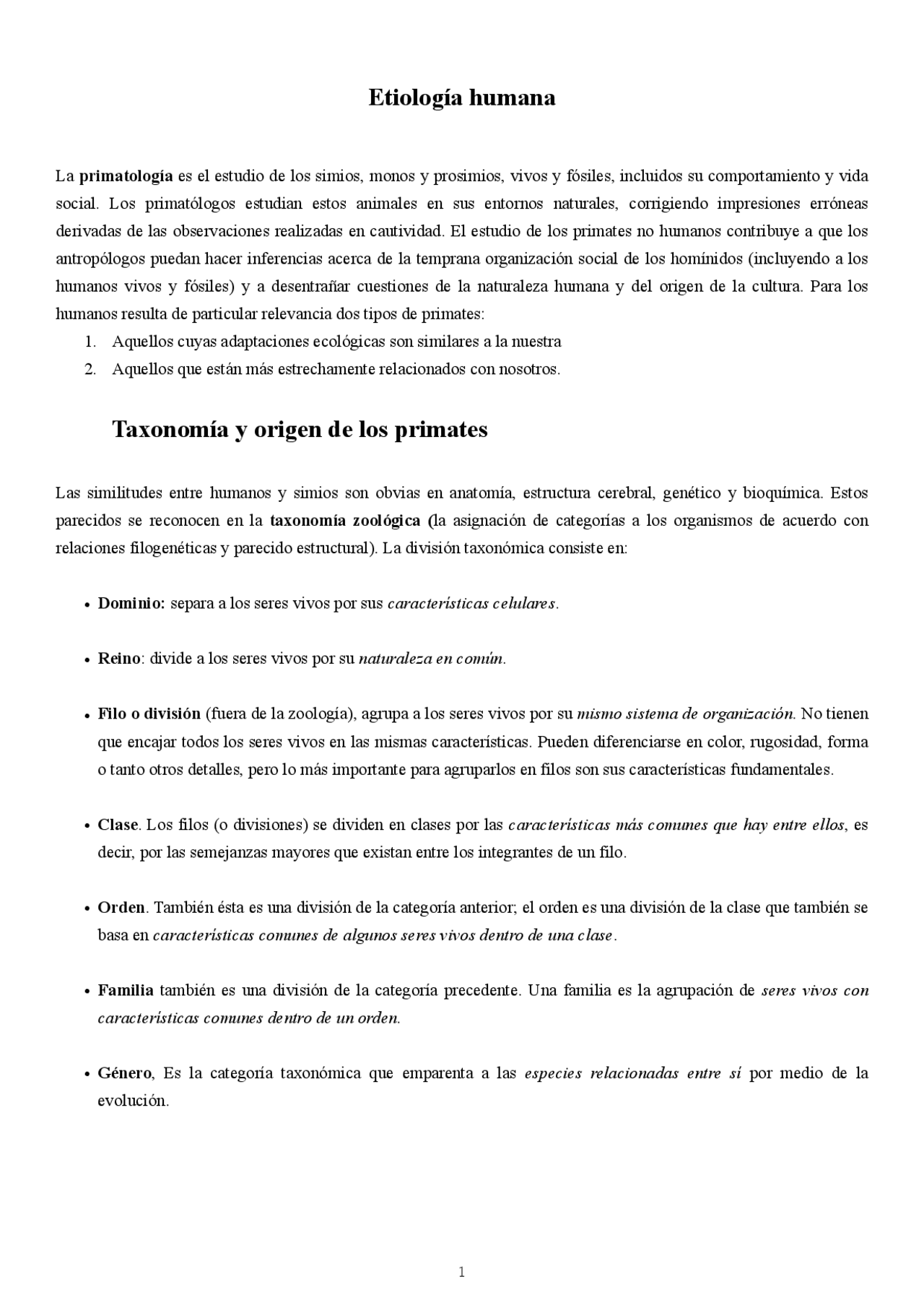 El Planeta De Los Simios En Orden Etiología humana La primatología es el estudio de los simios, monos y  prosimio - Apuntes de Psicología - Docsity