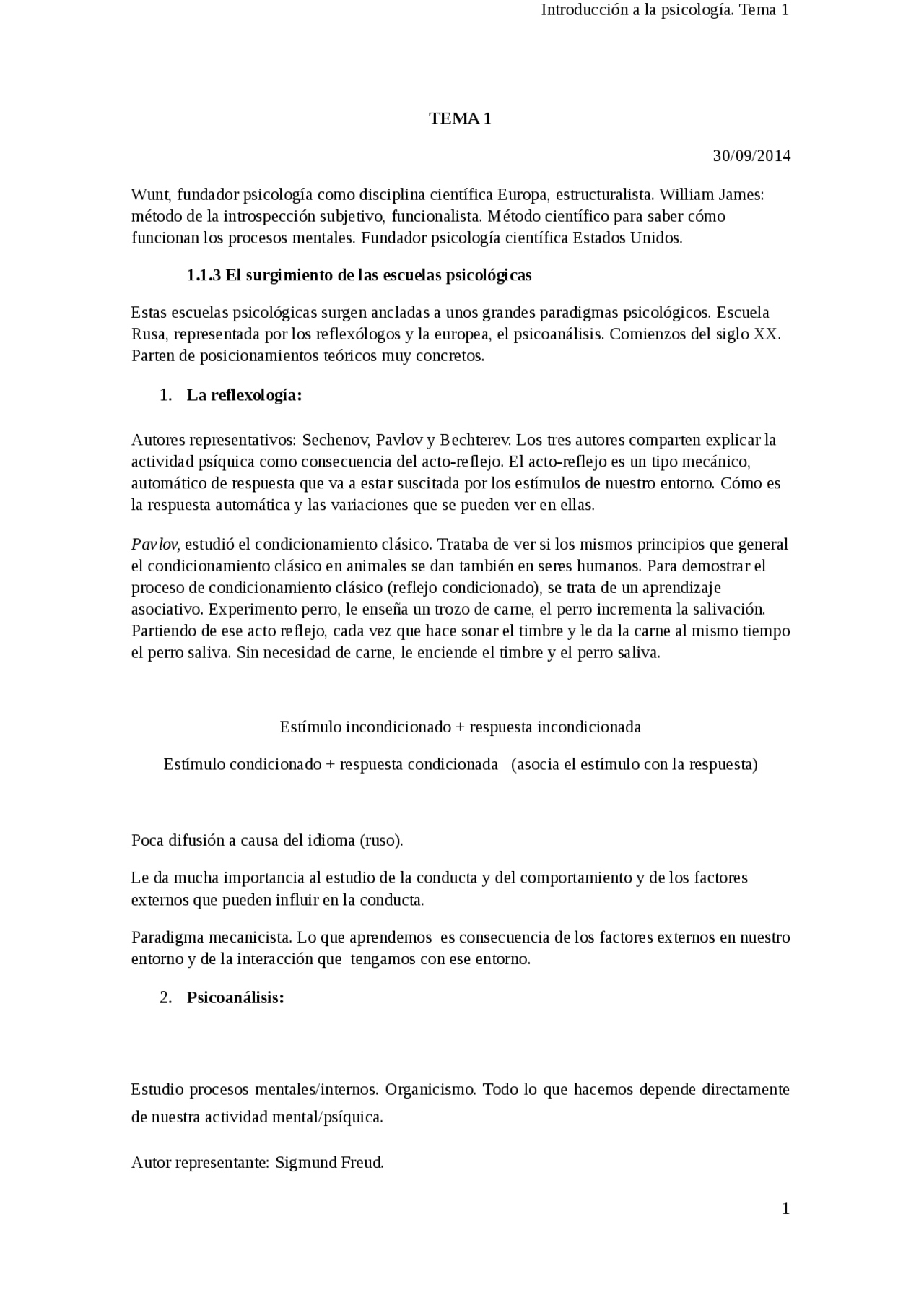 Lección 1 Introducción a la psicología - Apuntes de Criminología | Docsity