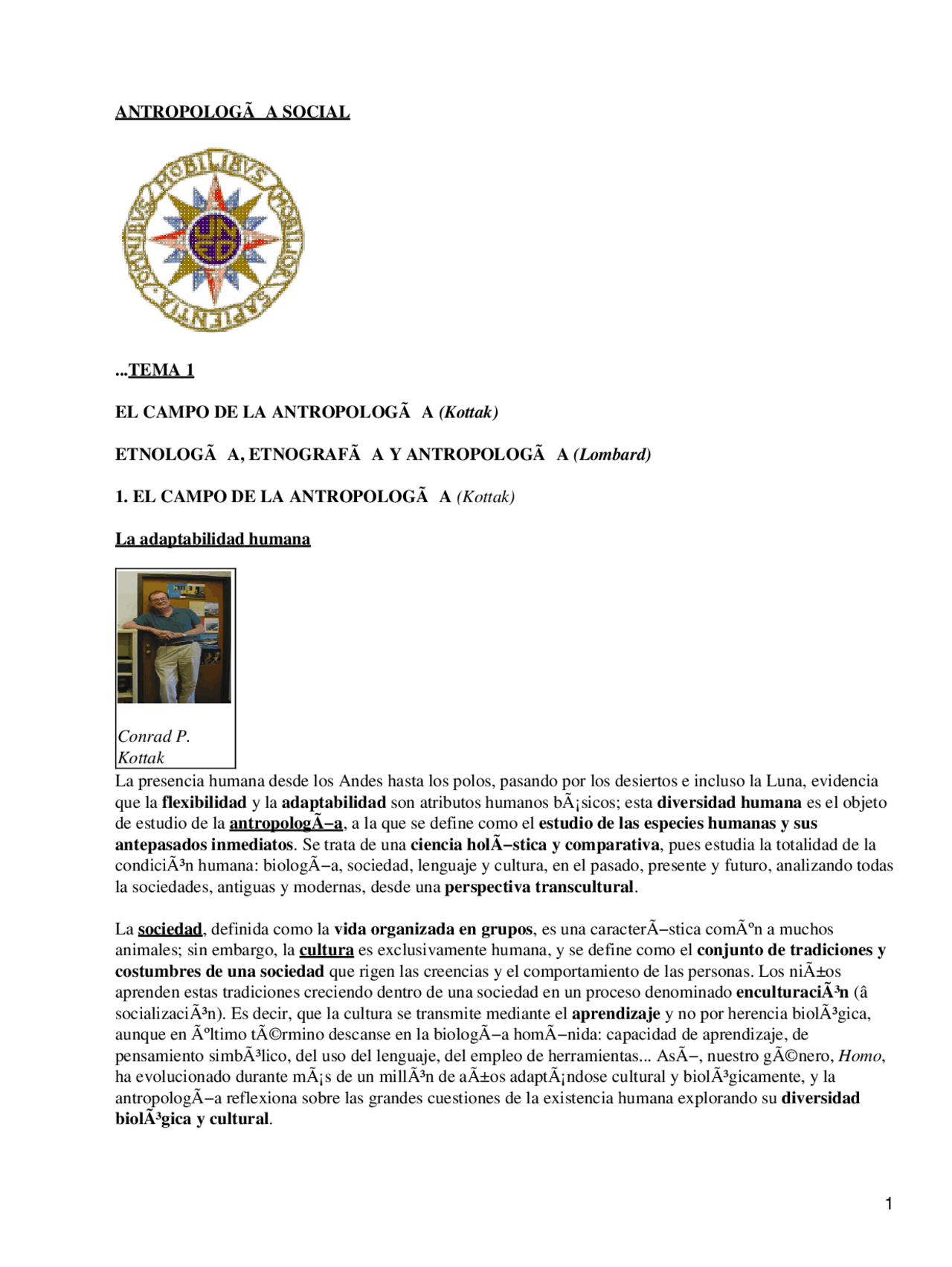 Resume Kottak, antropologia social u.n.e.d - Resúmenes de Antropología  Social - Docsity