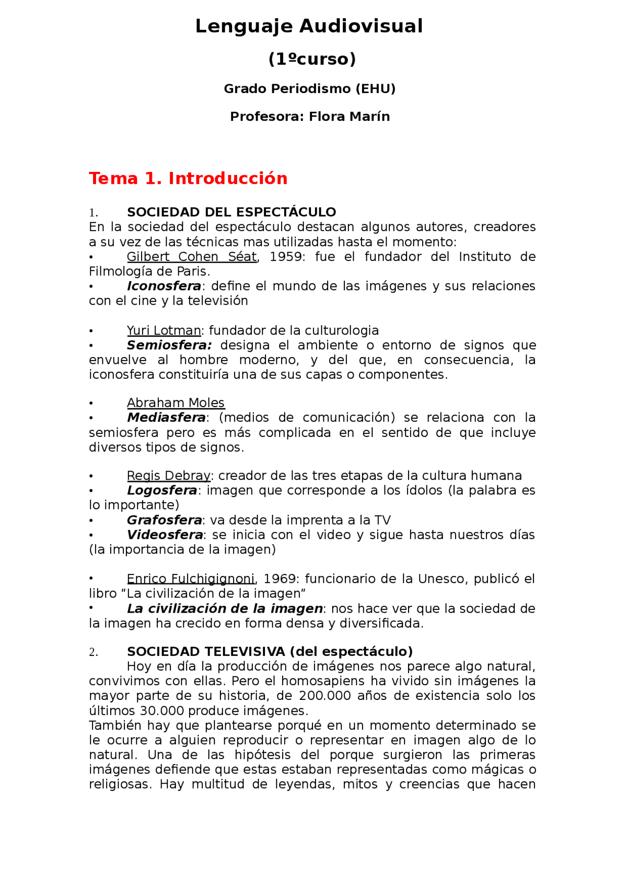 Lenguaje Audiovisual - Apuntes de Periodismo - Docsity