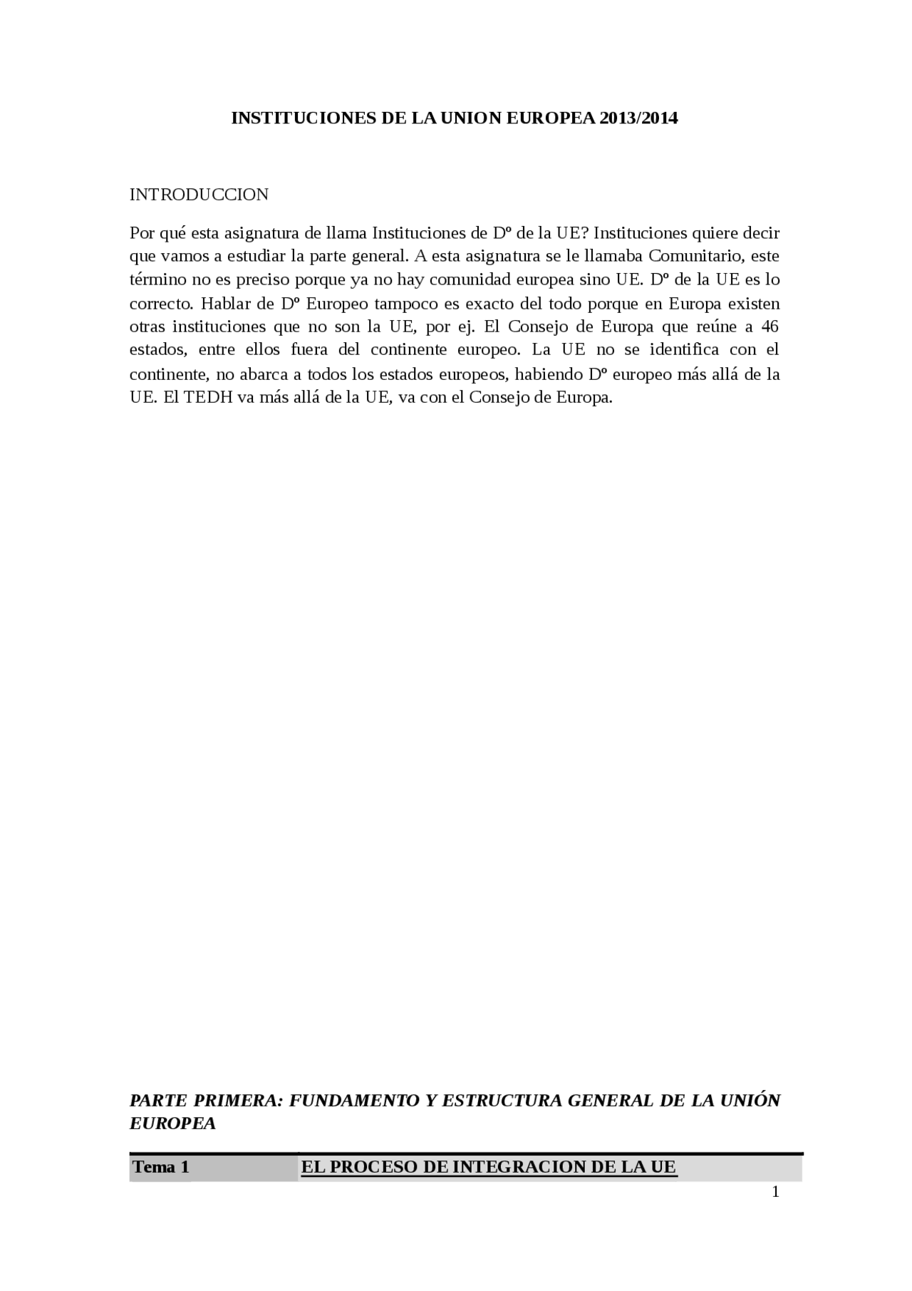 Instituciones de la UE Grado en derecho - Apuntes de Arquitectura - Docsity