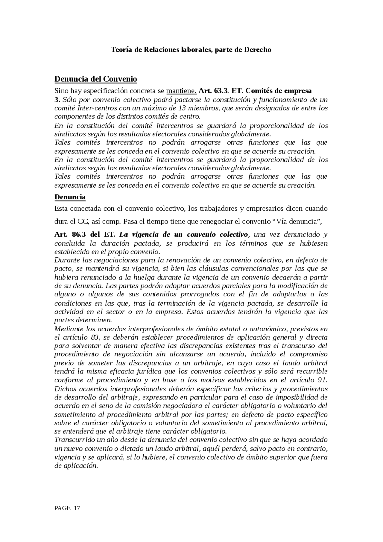 Teoría de RRLL parte derecho - Apuntes de Relaciones Laborales y ...
